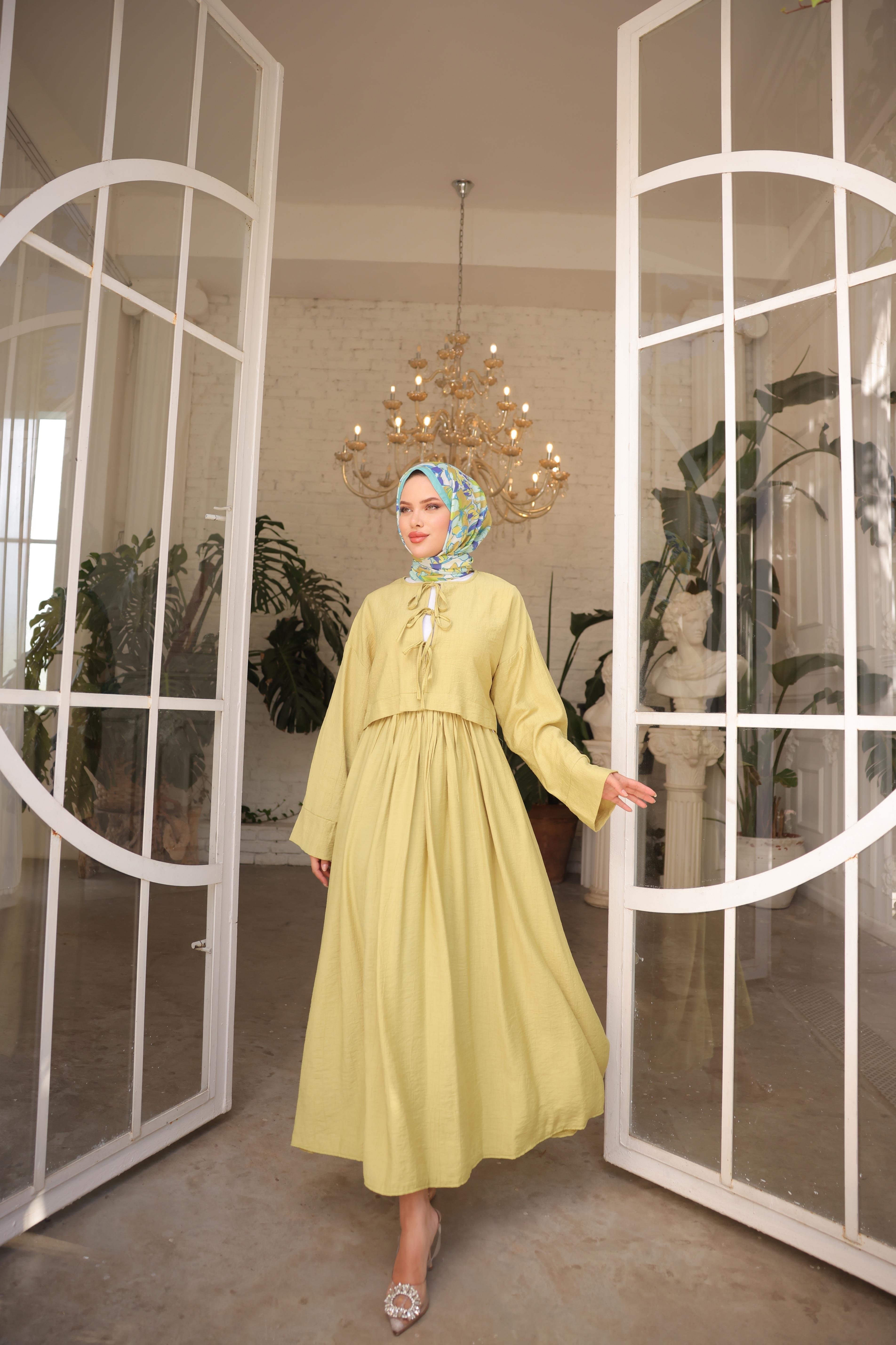 Çilek Kumaş Önü Bağlamalı Kimono Etekli Takım 