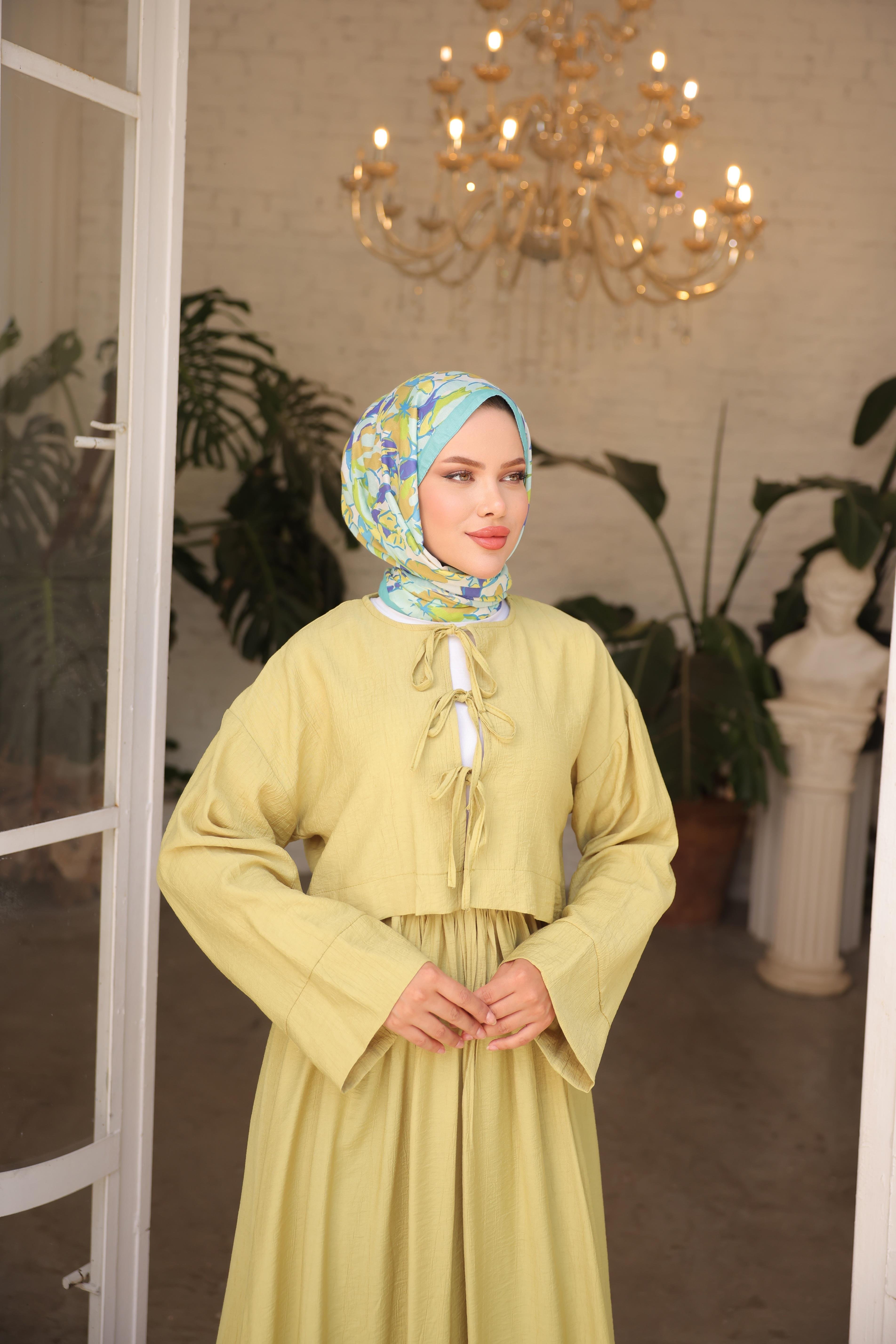Çilek Kumaş Önü Bağlamalı Kimono Etekli Takım 