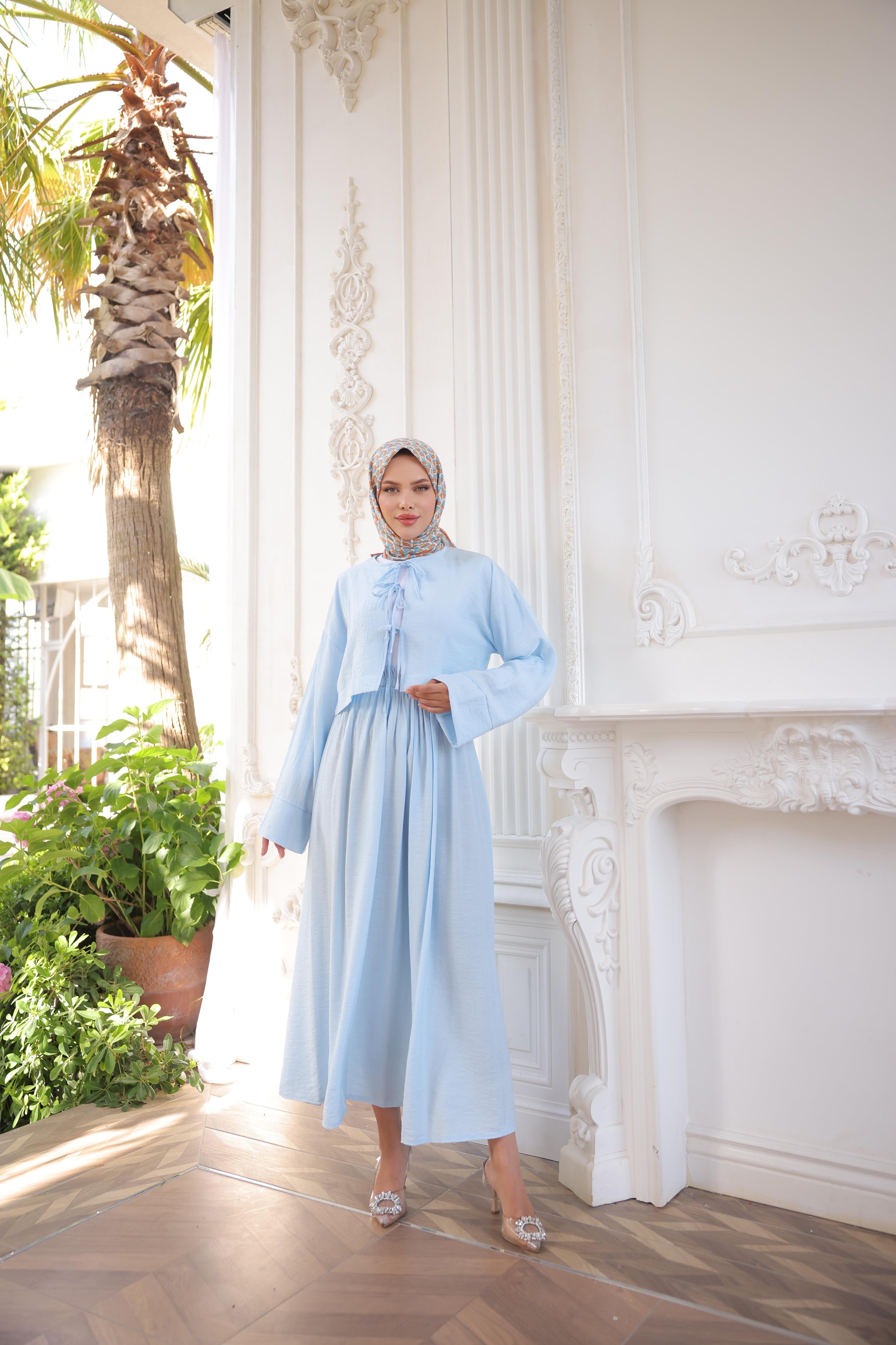 Çilek Kumaş Önü Bağlamalı Kimono Etekli Takım 