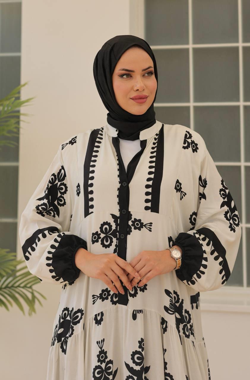 desenli viscon elbise