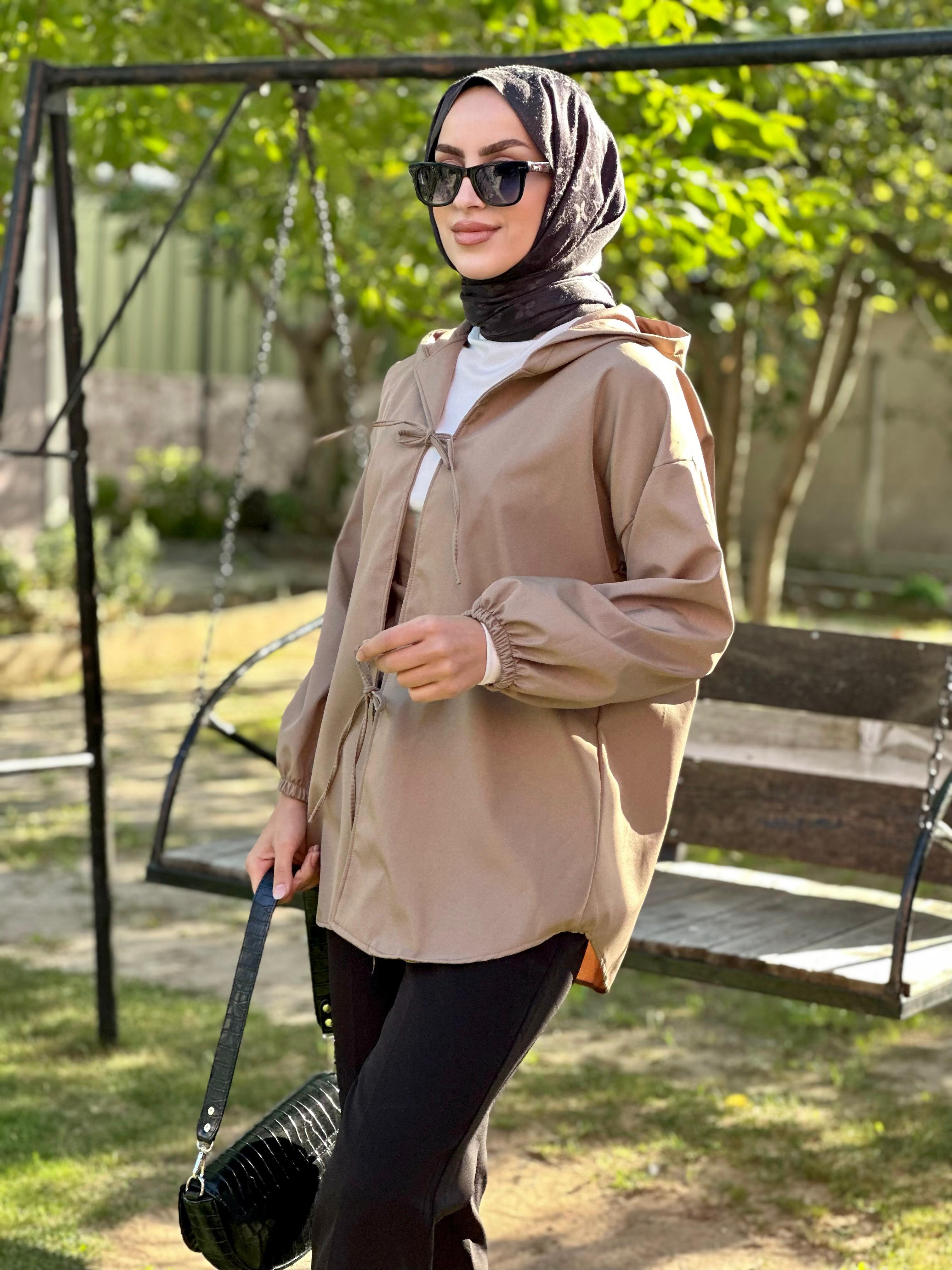 kapşonlu önü baglamalı kimono 
