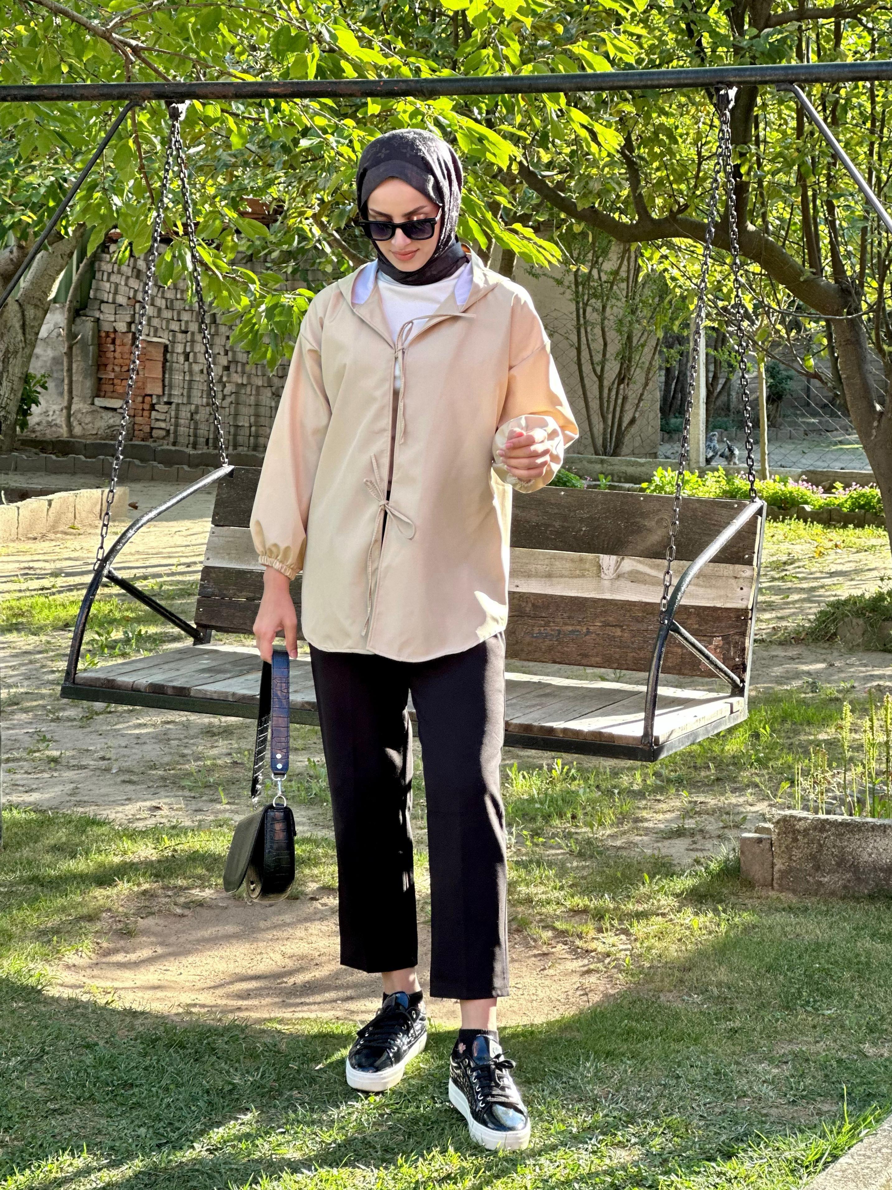 kapşonlu önü baglamalı kimono 