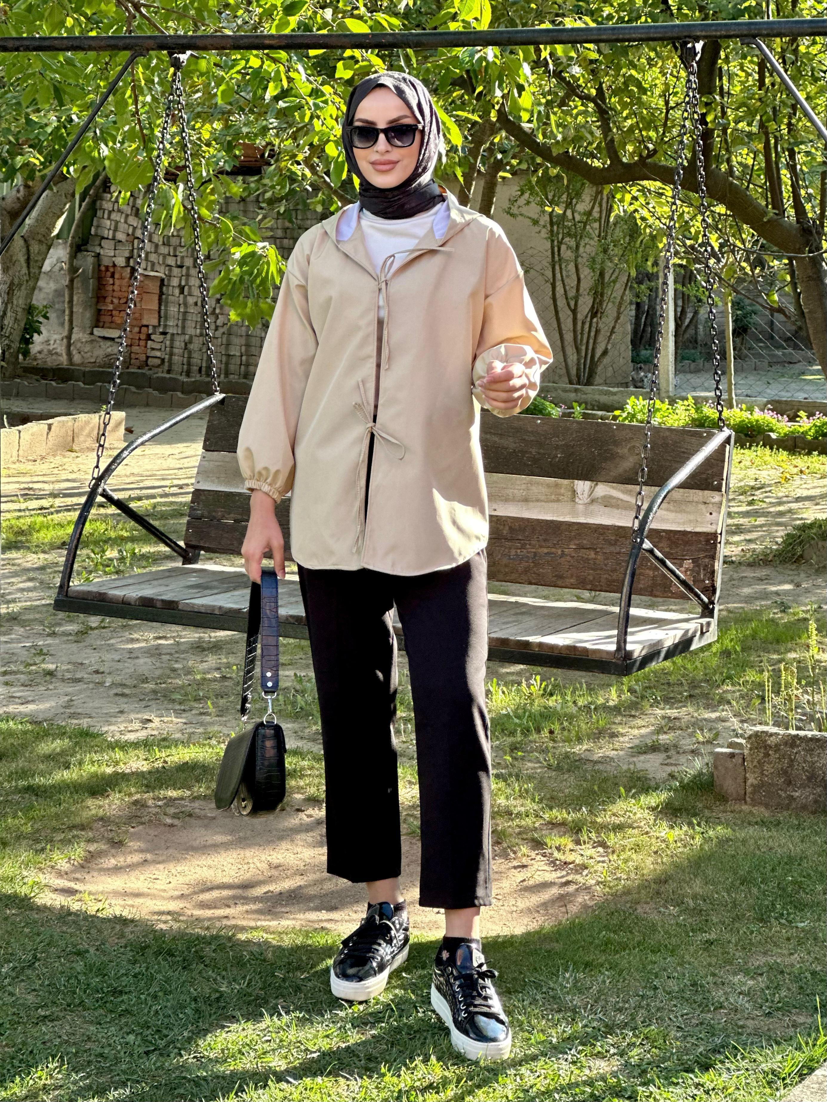 kapşonlu önü baglamalı kimono 