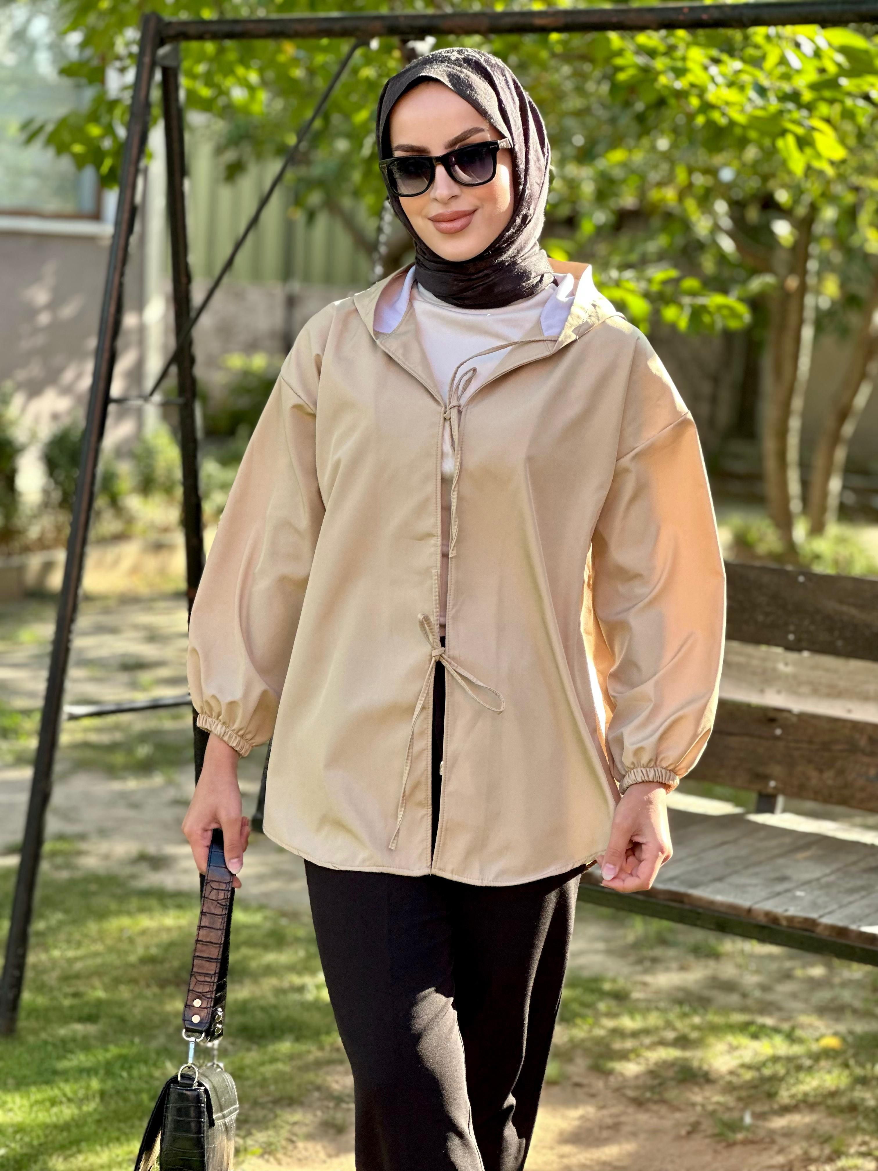 kapşonlu önü baglamalı kimono 