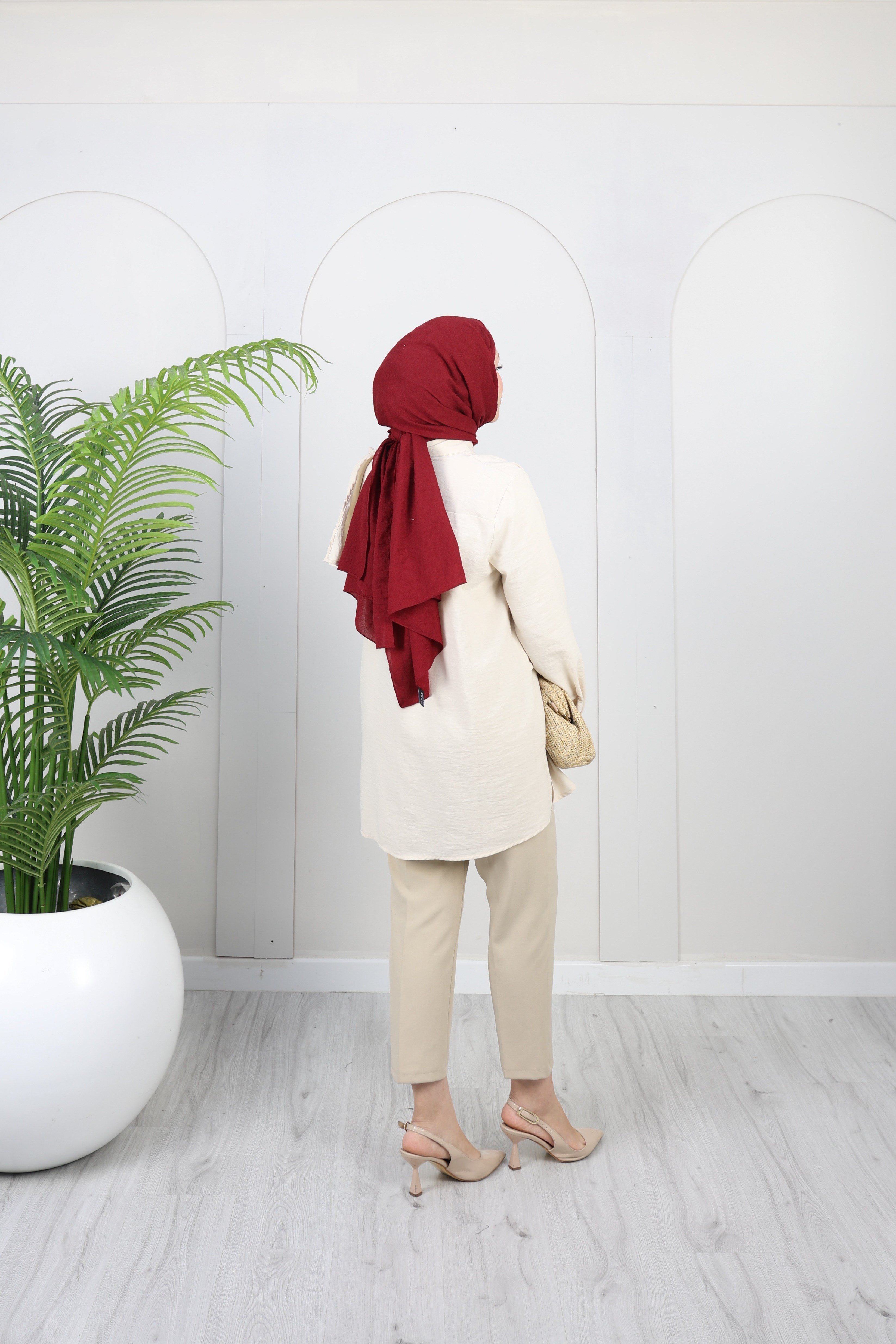 Şallı Broşlu Modal Tunik