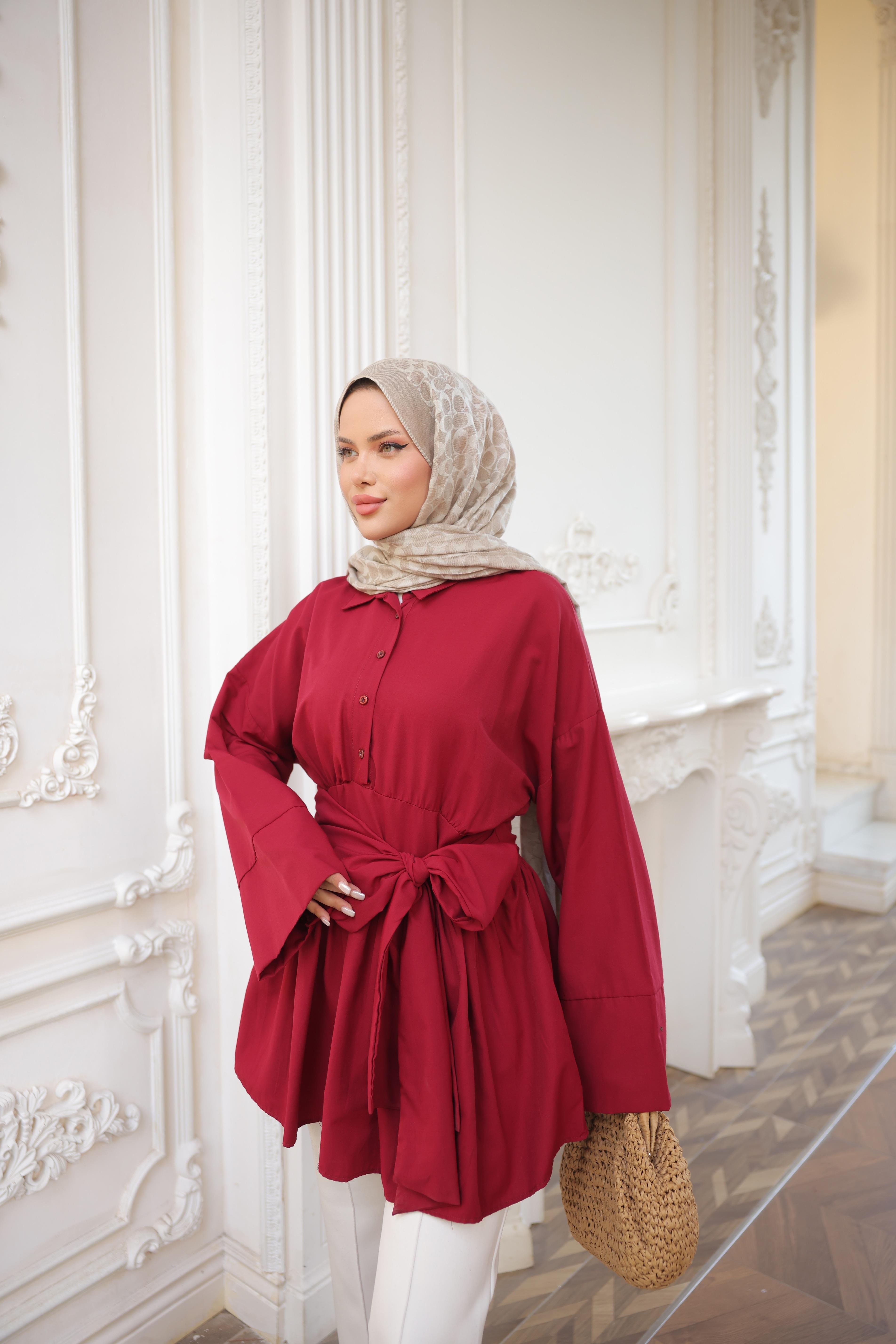 Yarım Patlı Beli Bağlamalı Yandan Fermuarlı Tunik