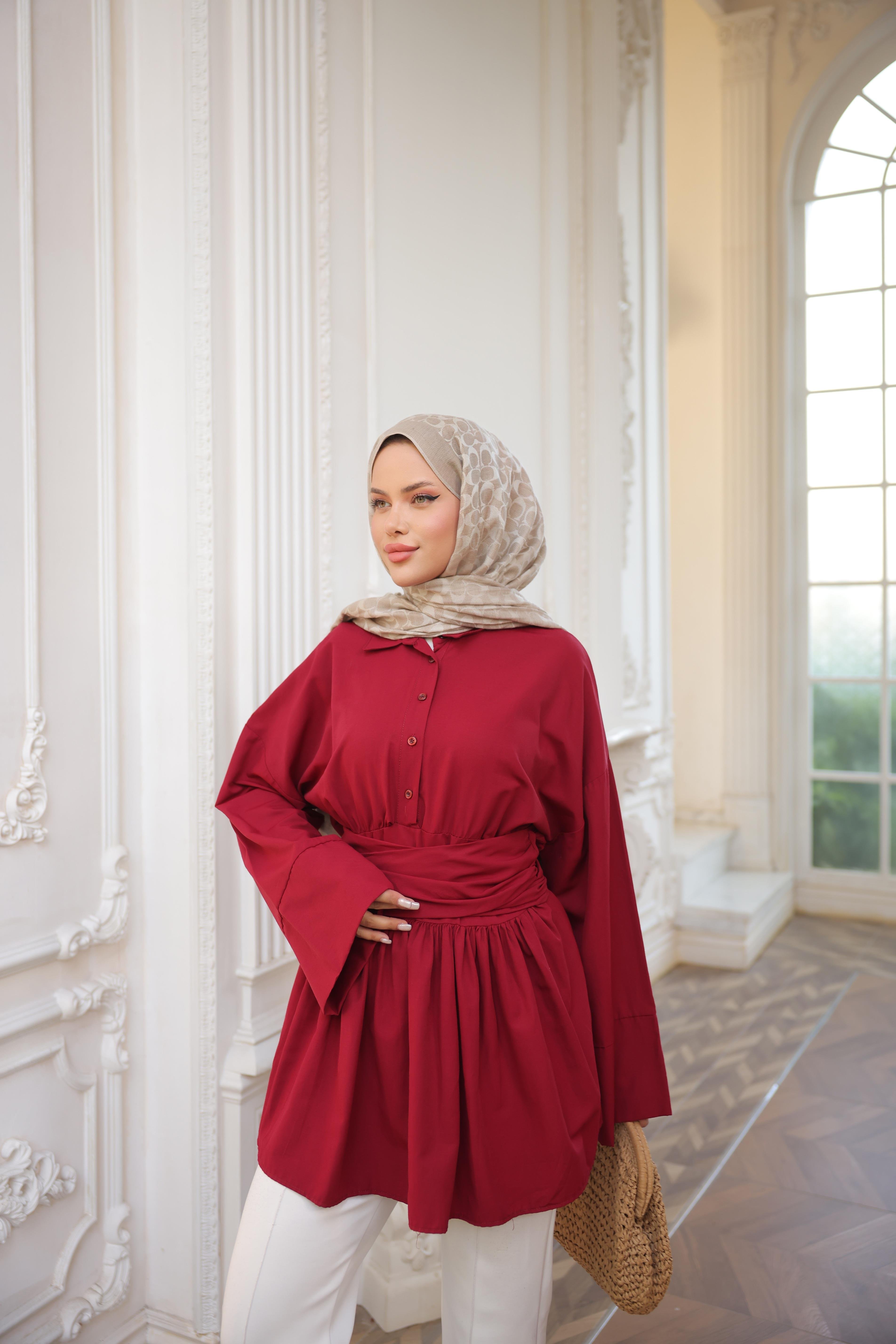 Yarım Patlı Beli Bağlamalı Yandan Fermuarlı Tunik