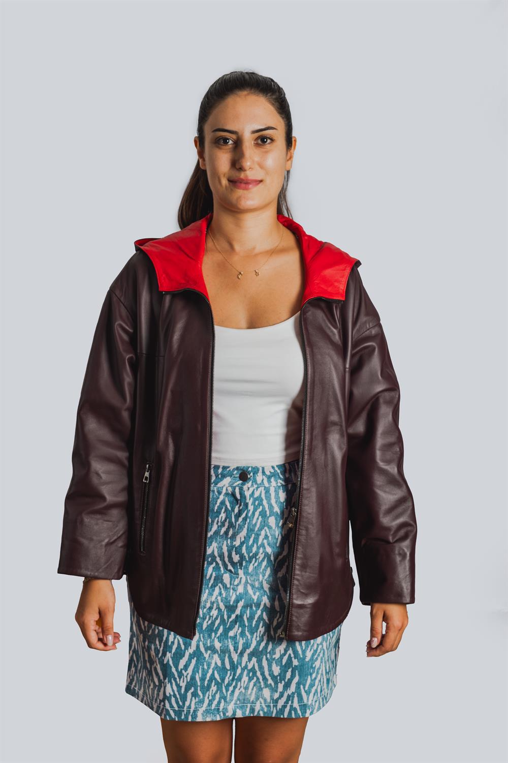 2442 Saarland Bayan Deri Ceketi