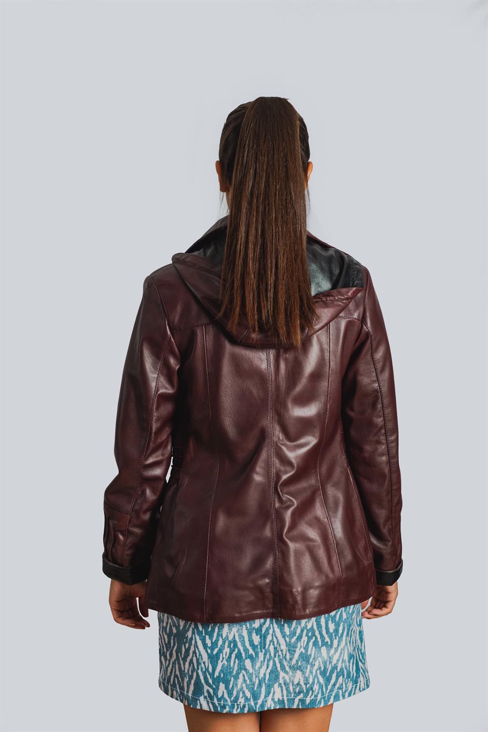 B Kırmalı Keila Bayan Deri Ceketi