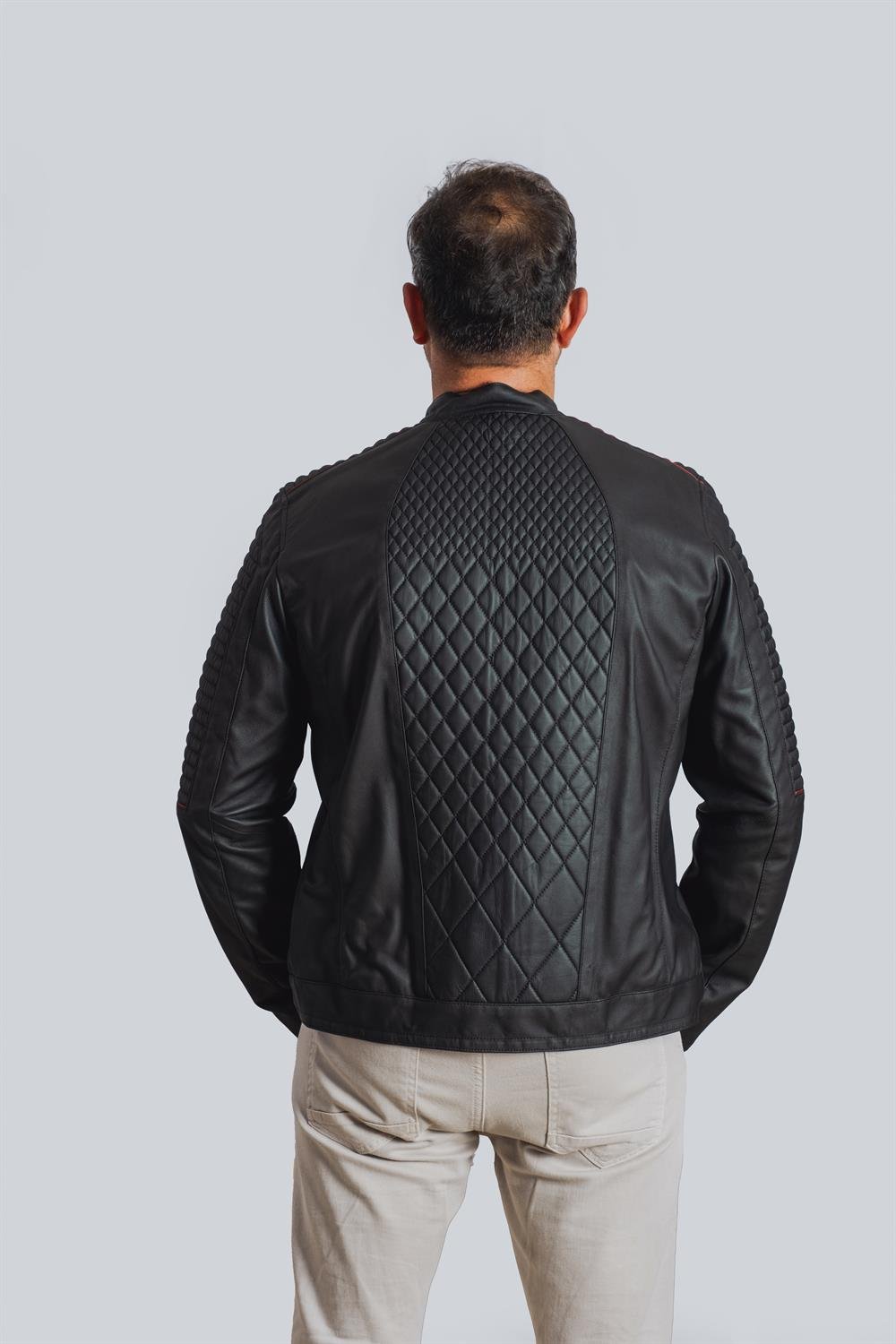 Beymond Siyah Çizgili Erkek Deri Ceket