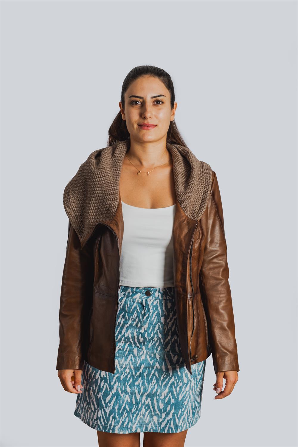 Etriko Aizpute Bayan Deri Ceketi