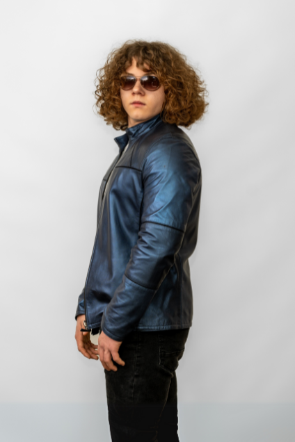 Lacivert Quepos Erkek Deri Ceket