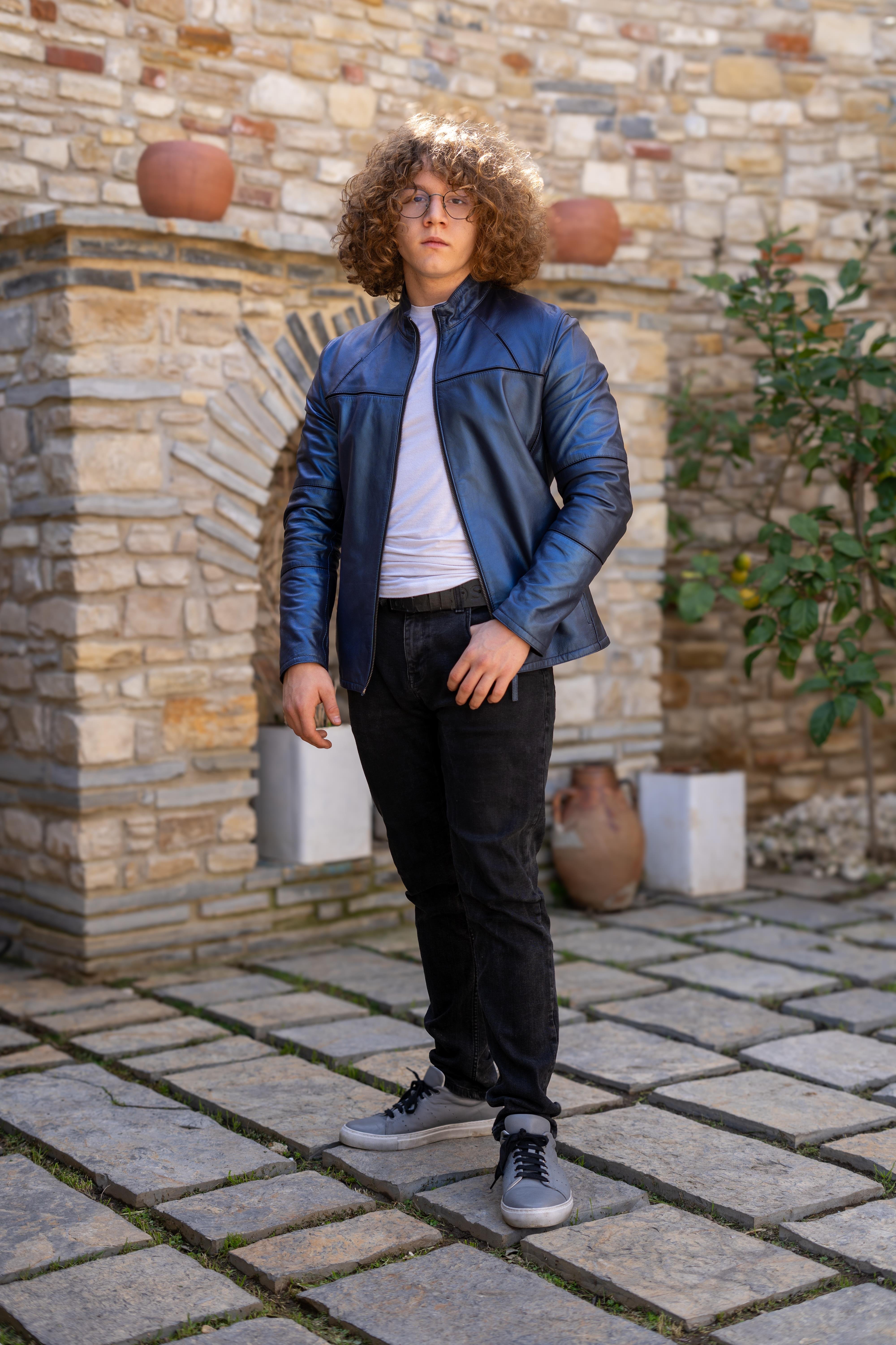 Lacivert Quepos Erkek Deri Ceket