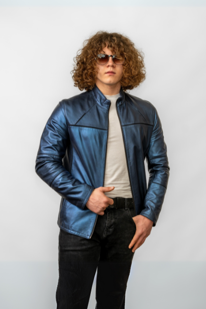 Lacivert Quepos Erkek Deri Ceket