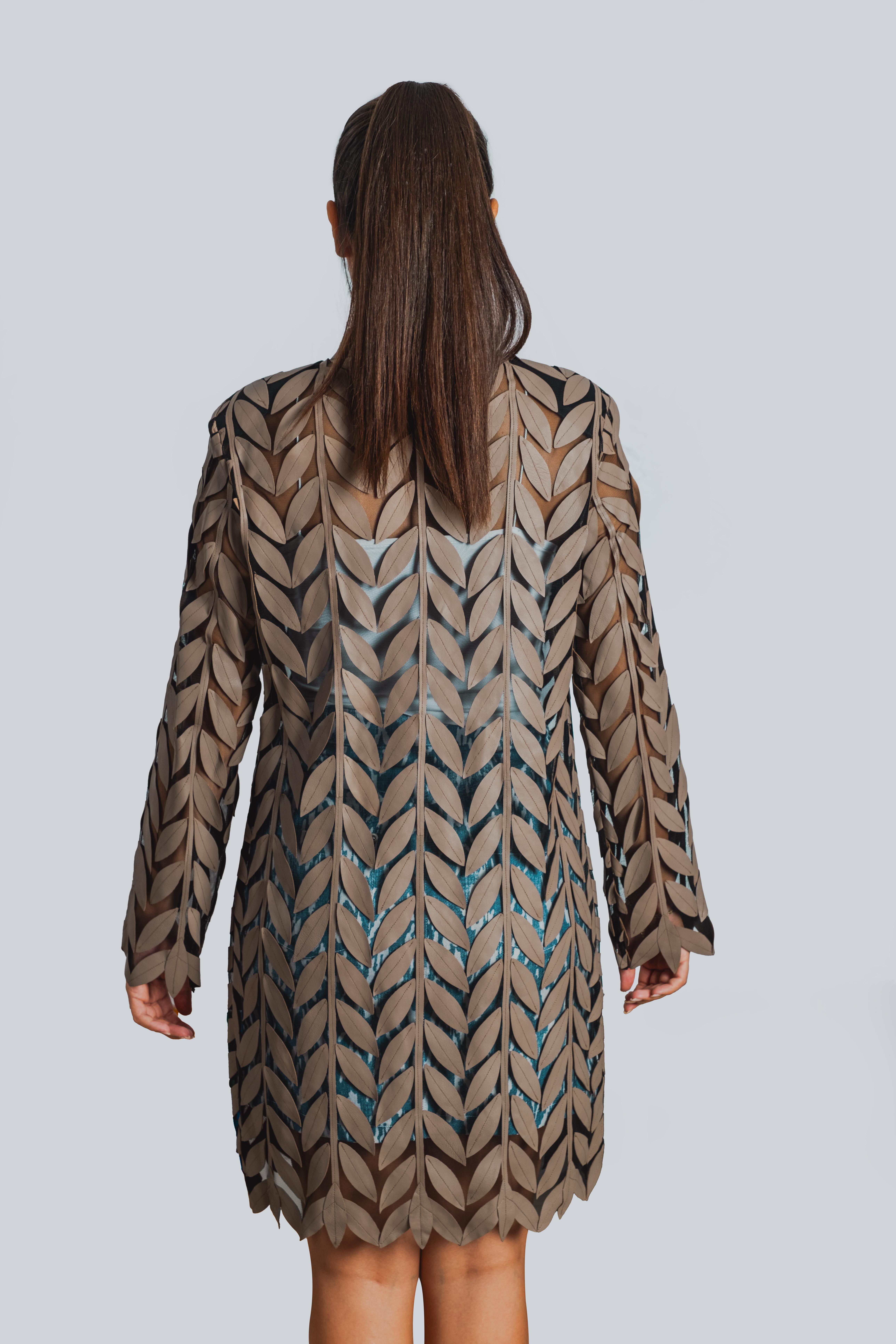 Magellan Yapraklı Kaban Bayan Deri Ceket