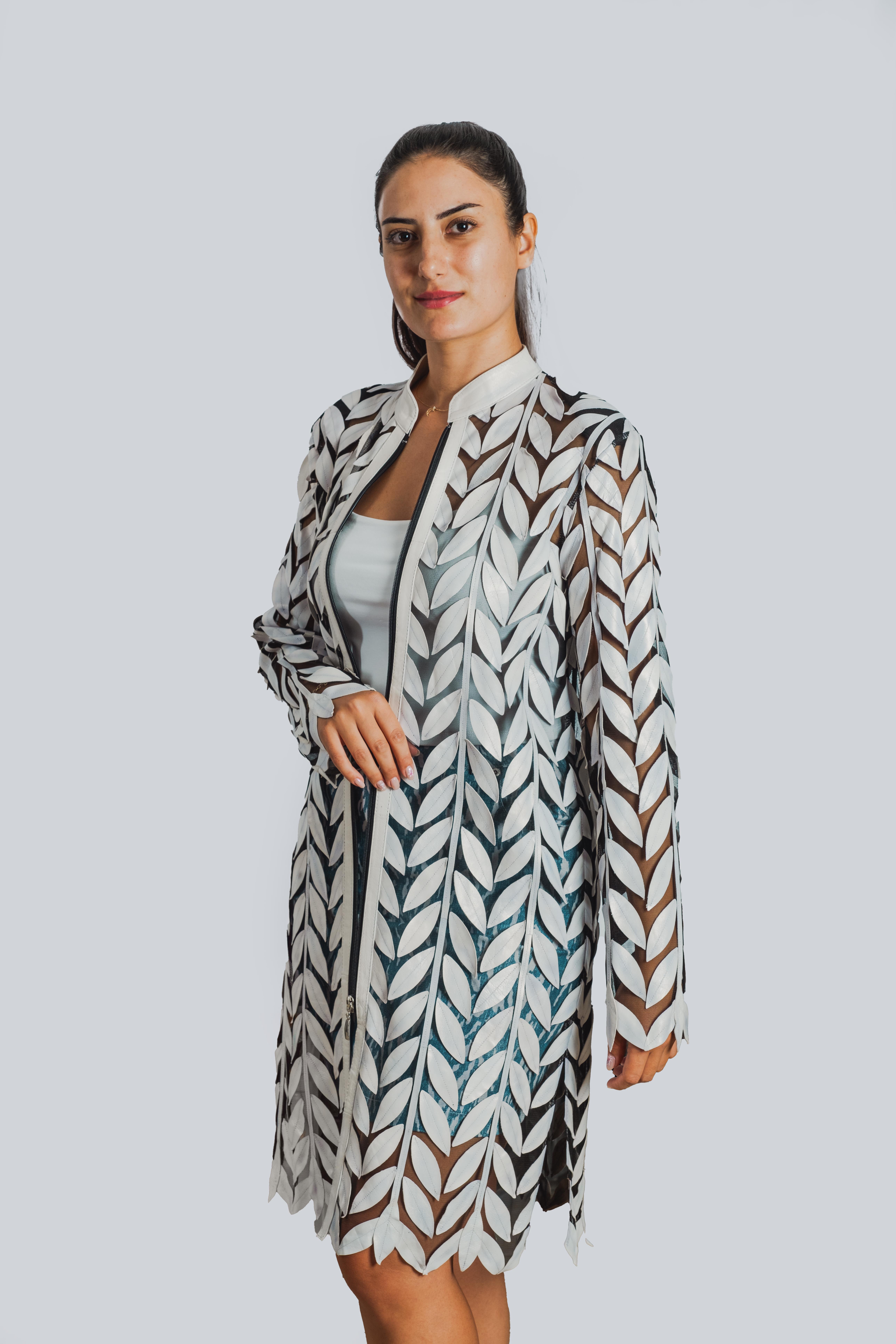 Magellan Yapraklı Kaban Bayan Deri Ceket