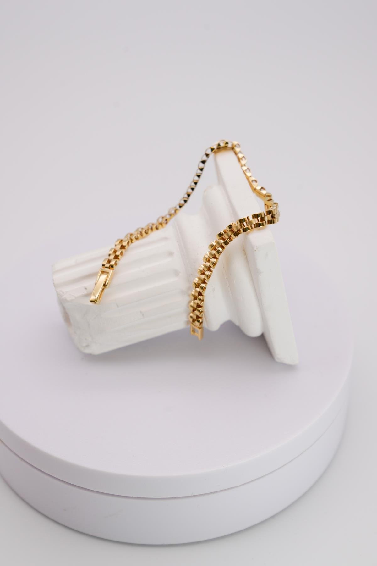 14 Ayar Altın Erkek Zincir Bileklik | Kalın Desenli, Klasik ve Maskülen Takı Modeli