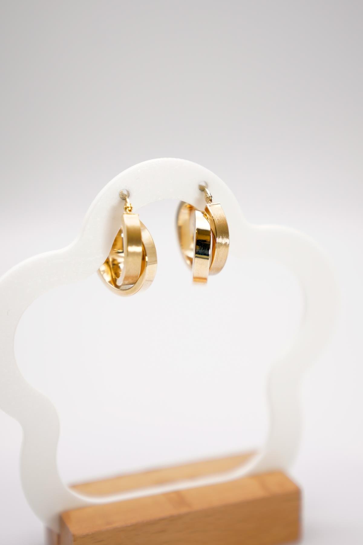 14 Ayar Altın Fantasy Halka Küpe – Yuvarlak Formlu Parlak Yüzeyli Kadın Takı Modeli