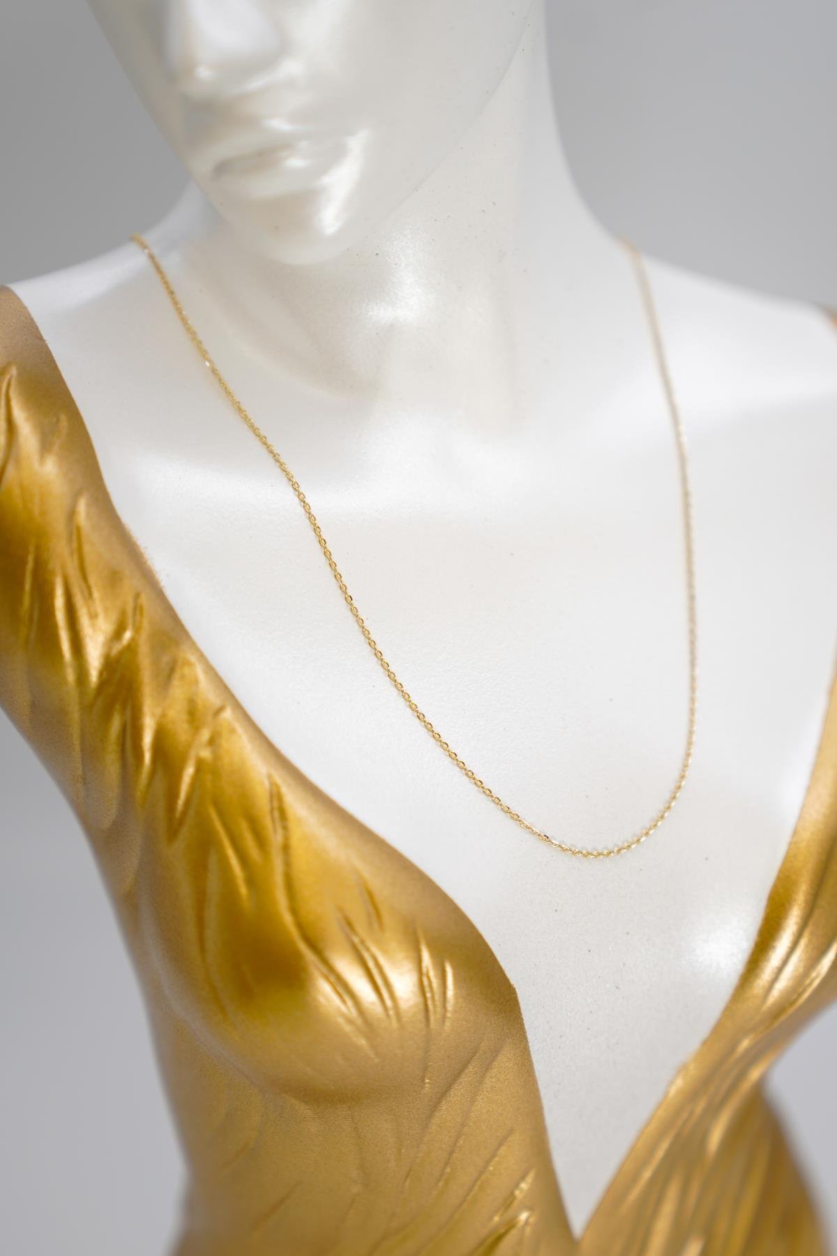 14 Ayar Altın İnce Zincir Kolye Hafif ve Şık Görünüm İçin Minimal Takı Seçeneği