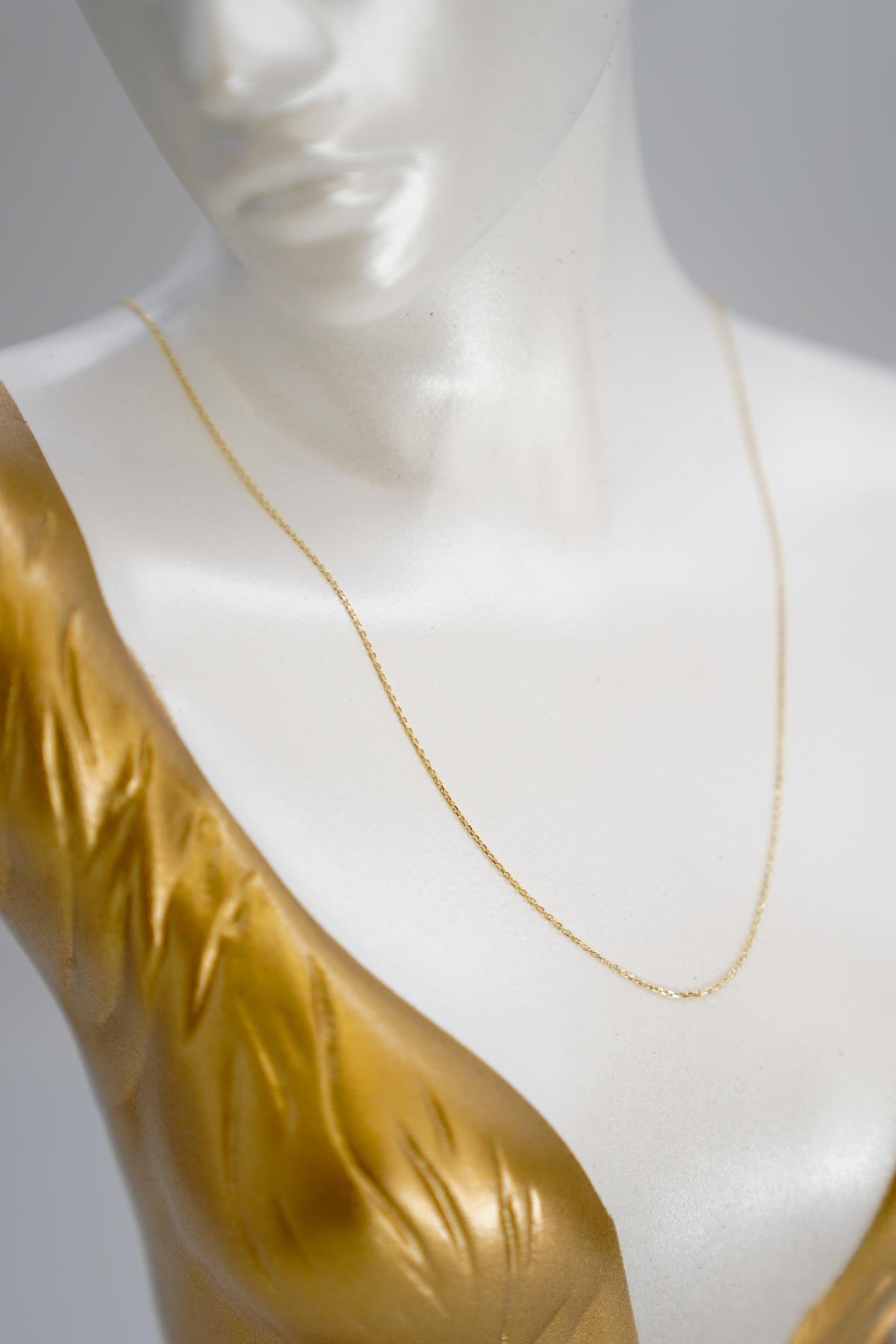 14 Ayar Altın İnce Zincir Kolye Zarif ve Hafif Tasarımıyla Günlük Kullanıma Uygun