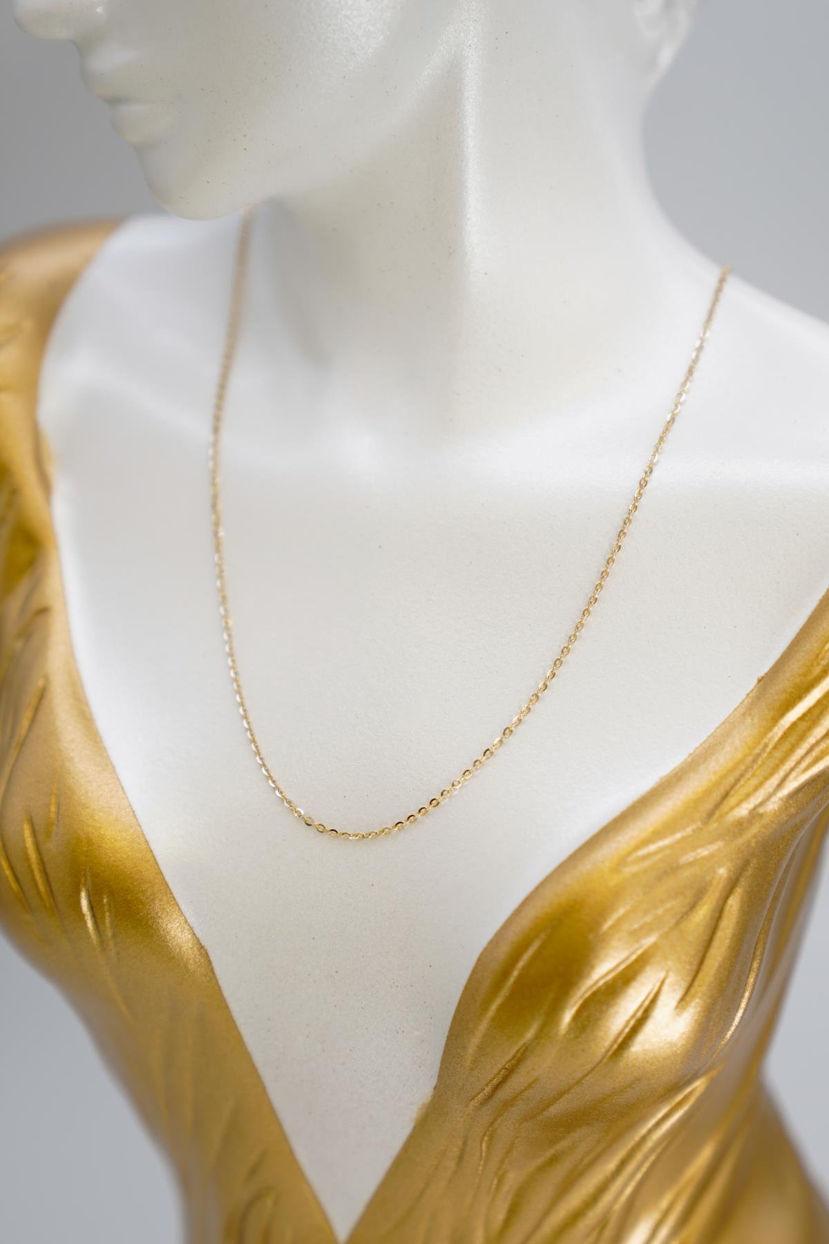 14 Ayar Altın İnce Zincir Kolye Zarif ve Uzun Formuyla Minimal Takı Sevenlere Özel