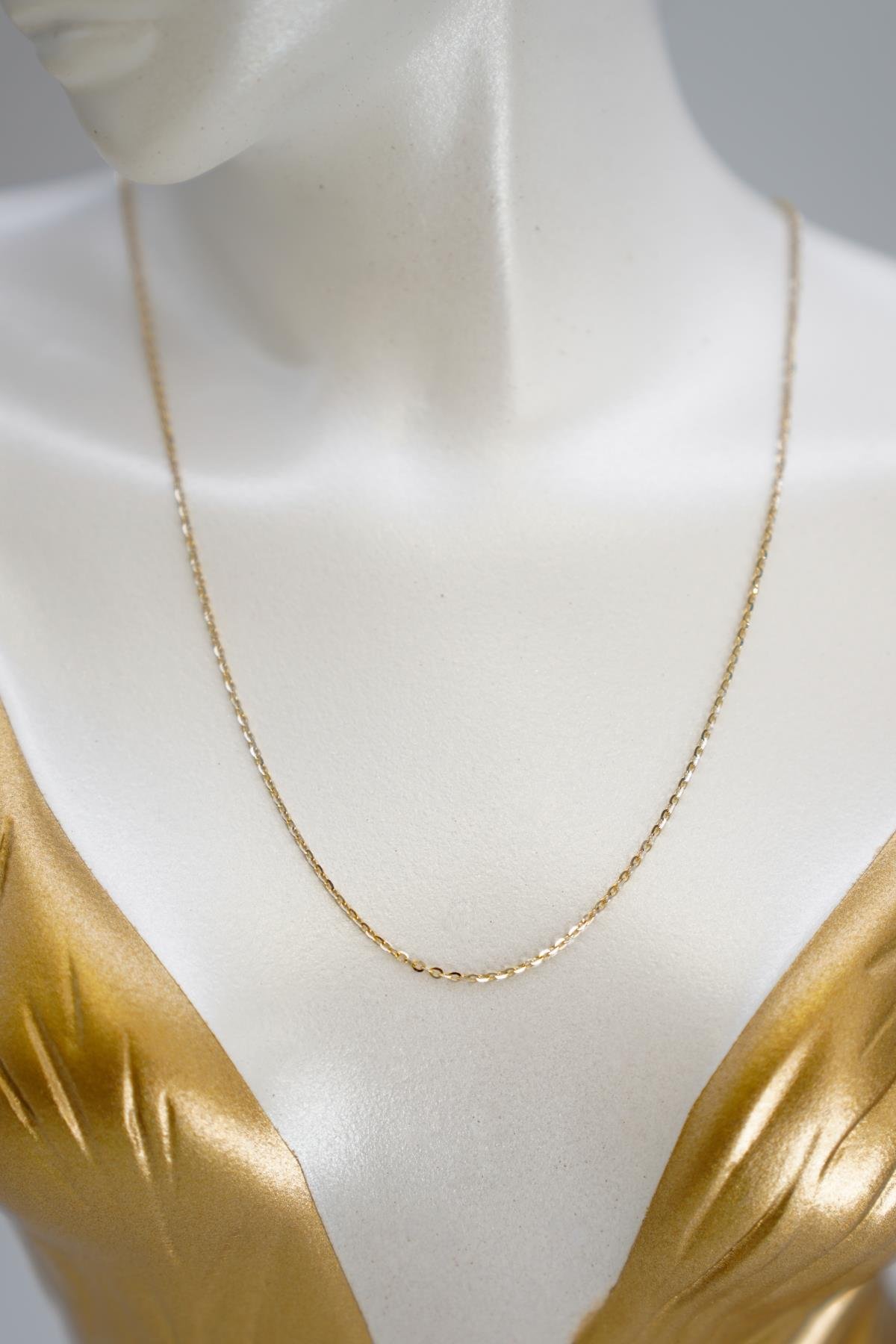 14 Ayar Altın İnce Zincir Kolye Zarif ve Uzun Formuyla Minimal Takı Sevenlere Özel