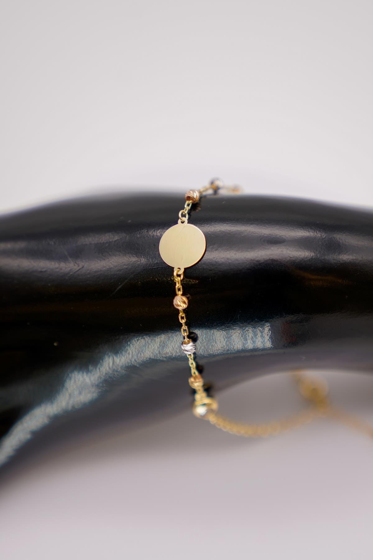 14 Ayar Altın Pullu Dorika Kadın Bileklik | Minimal Tasarım, Ayarlanabilir Şıklık