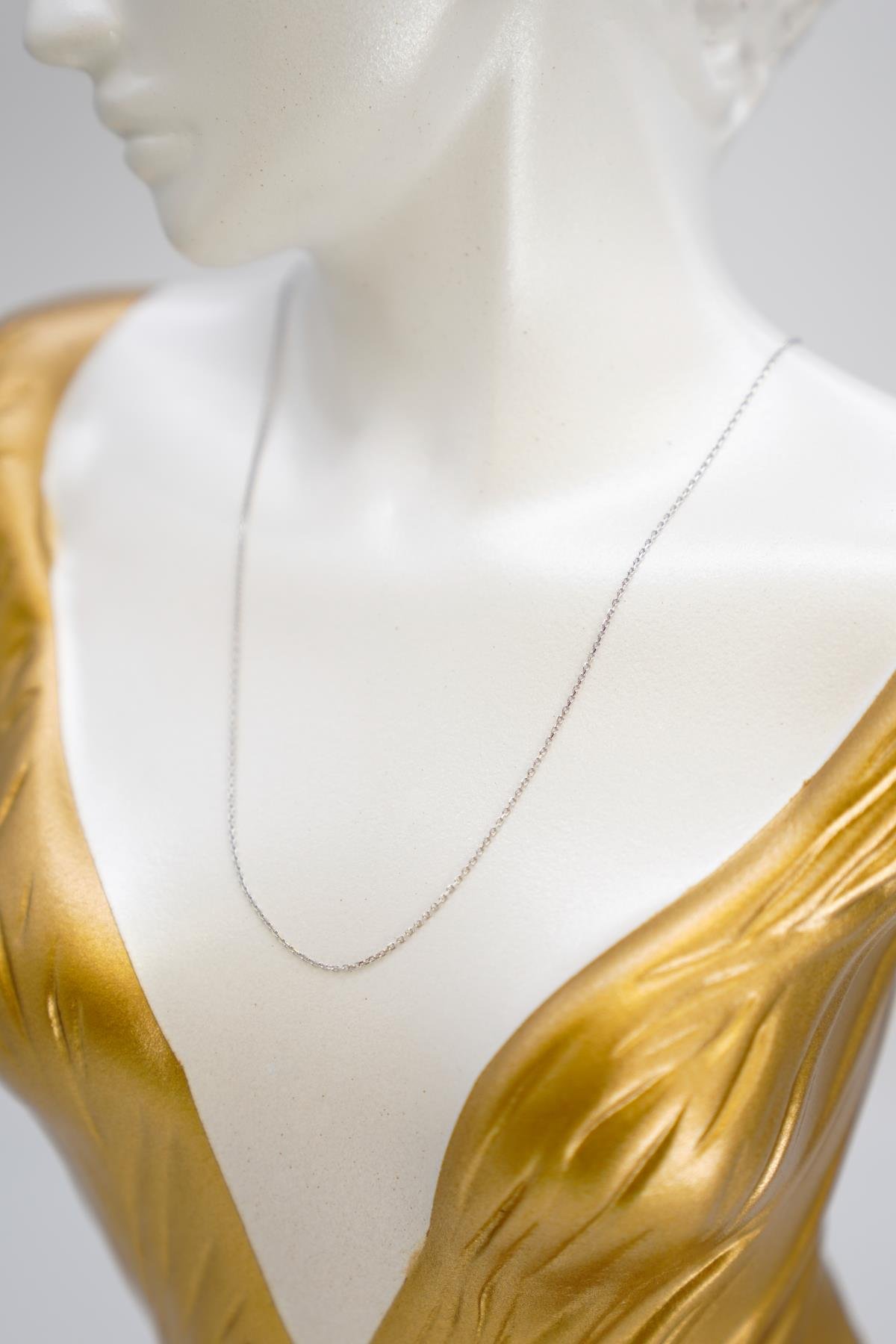 14 Ayar Beyaz Altın İnce Zincir Kolye Hafif ve Zamansız Tasarımıyla Şıklığınızı Tamamlar