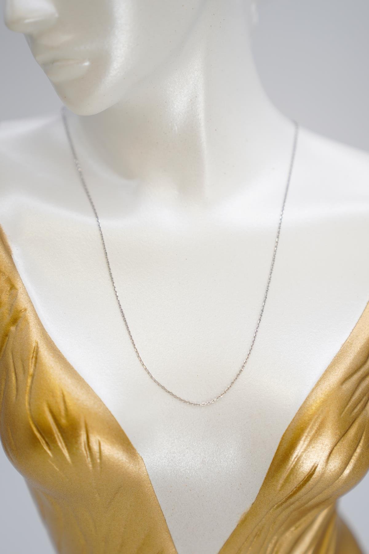 14 Ayar Beyaz Altın İnce Zincir Kolye Hafif ve Zamansız Tasarımıyla Şıklığınızı Tamamlar