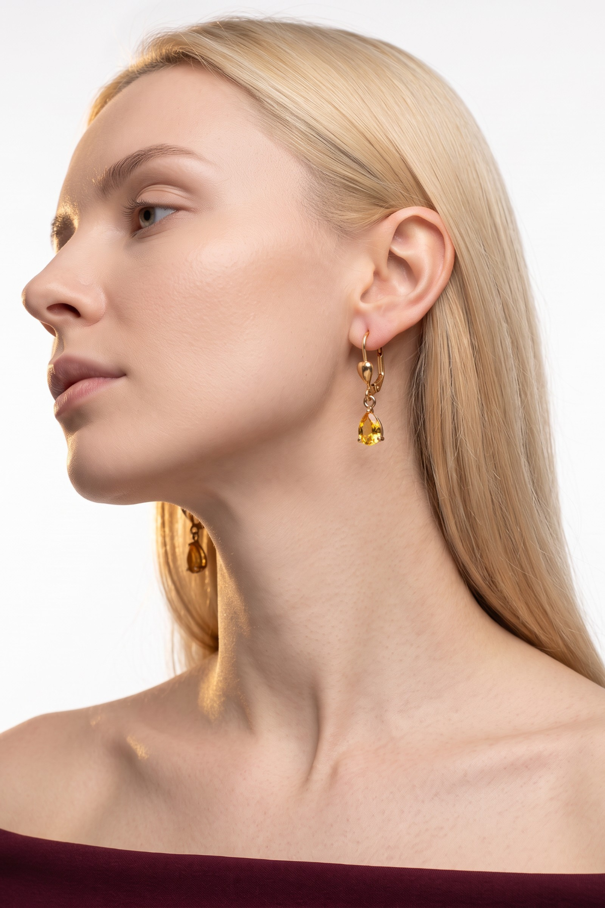 Citrin-Stein-Ohrringe 14 Karat