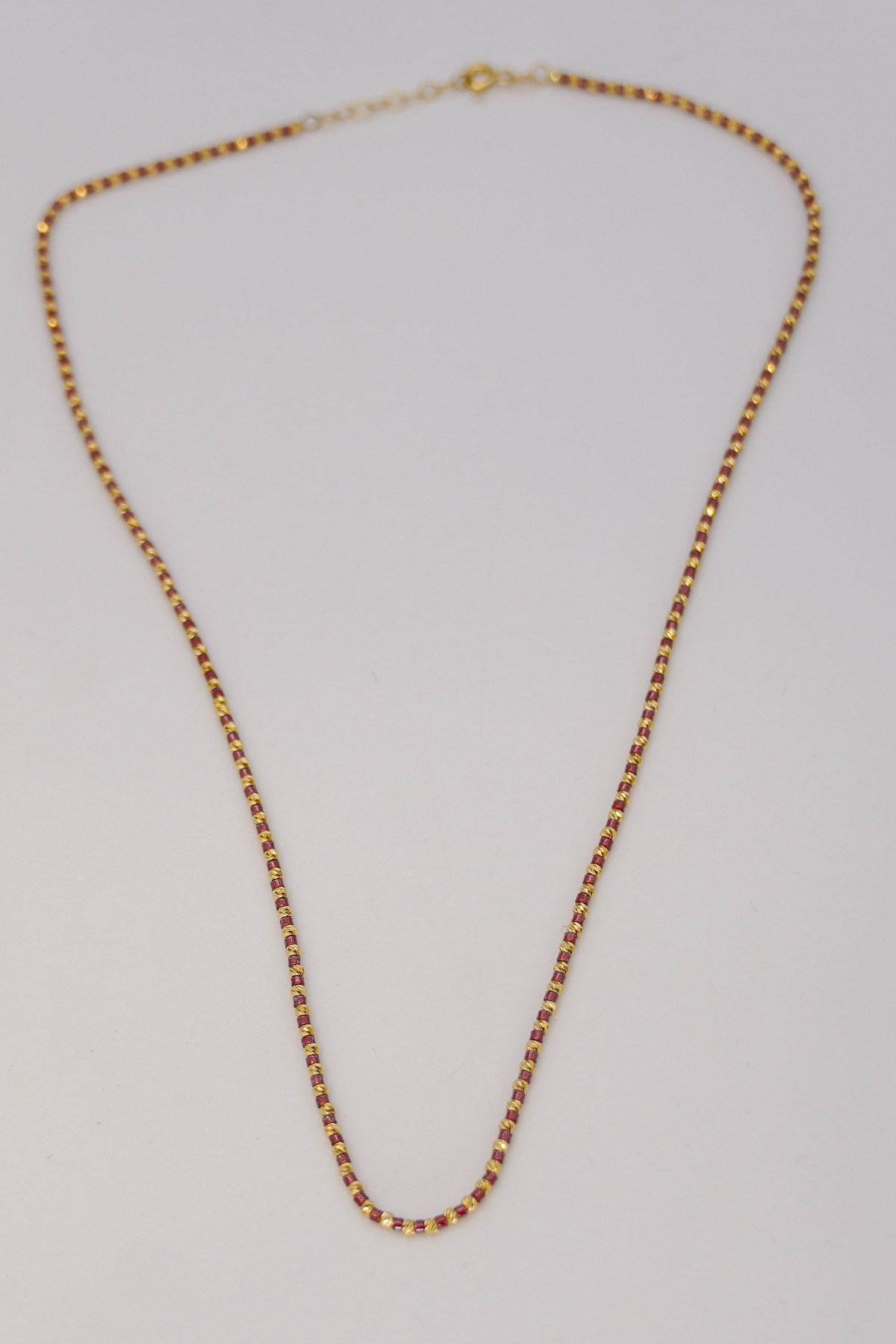 Red Beaded Dorica Necklace 14 carat