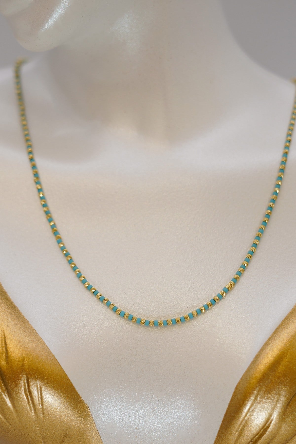 Blue Beaded Dorica Necklace 14 Carat