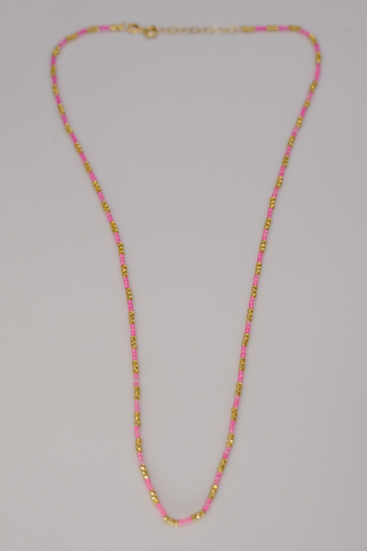 Pink Beaded Dorica Necklace 14 Carat