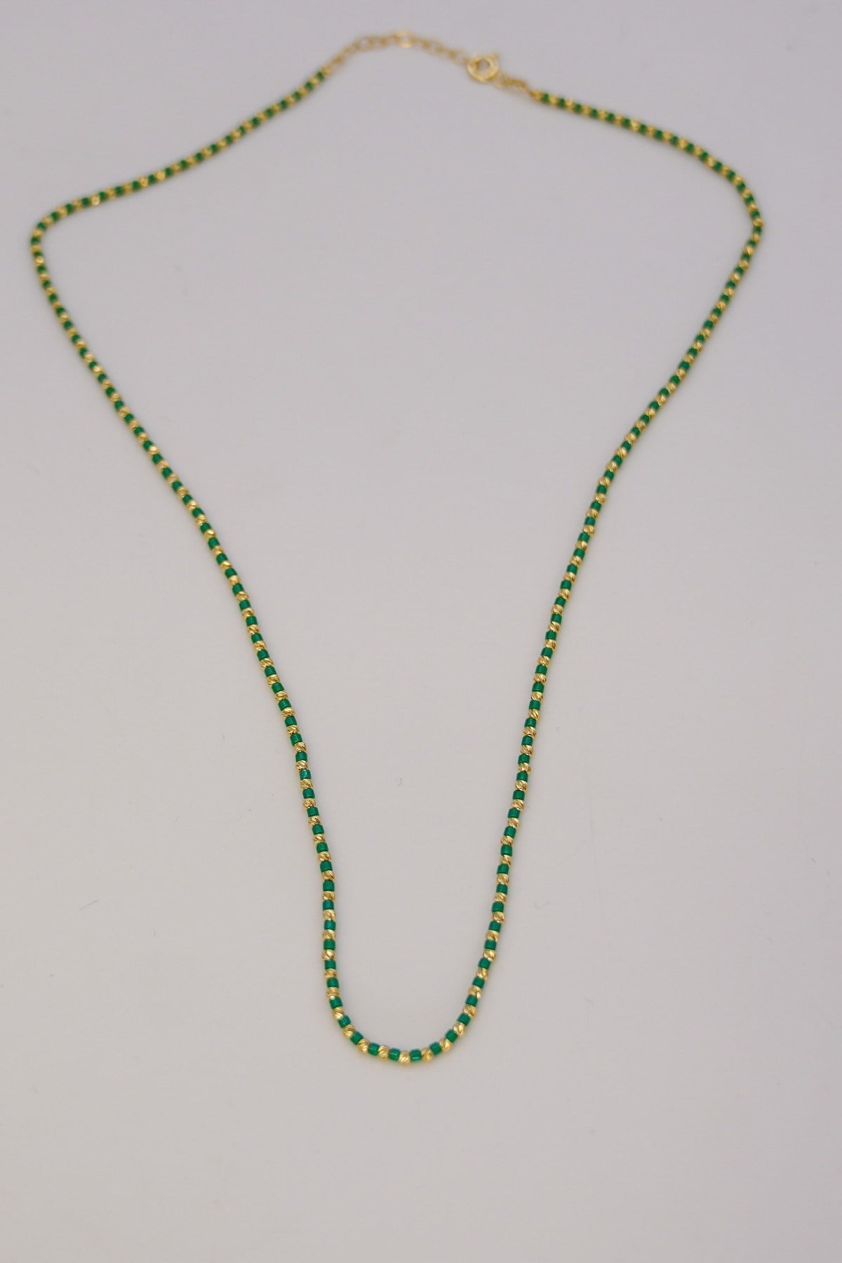 Green Beaded Dorica Necklace 14 Carat