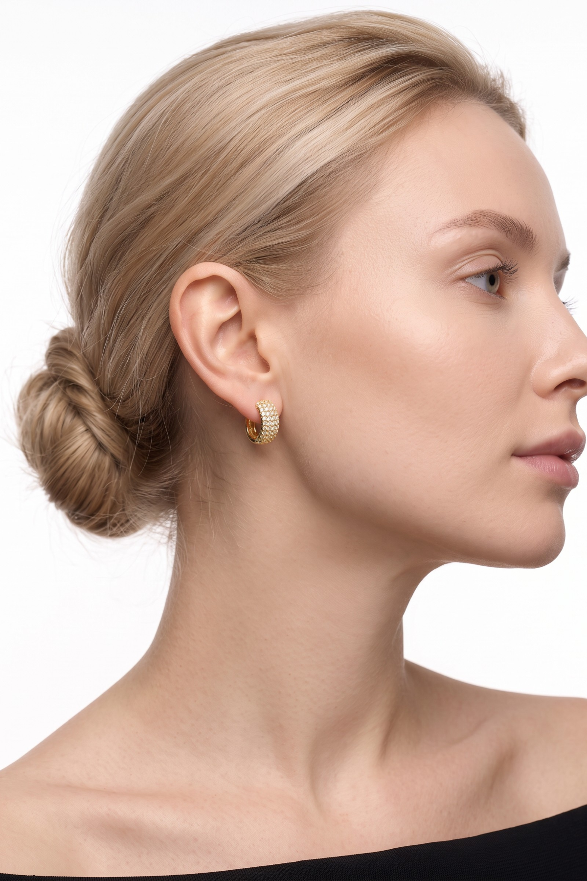Zircon Stone Hoop Earring 14 Carat