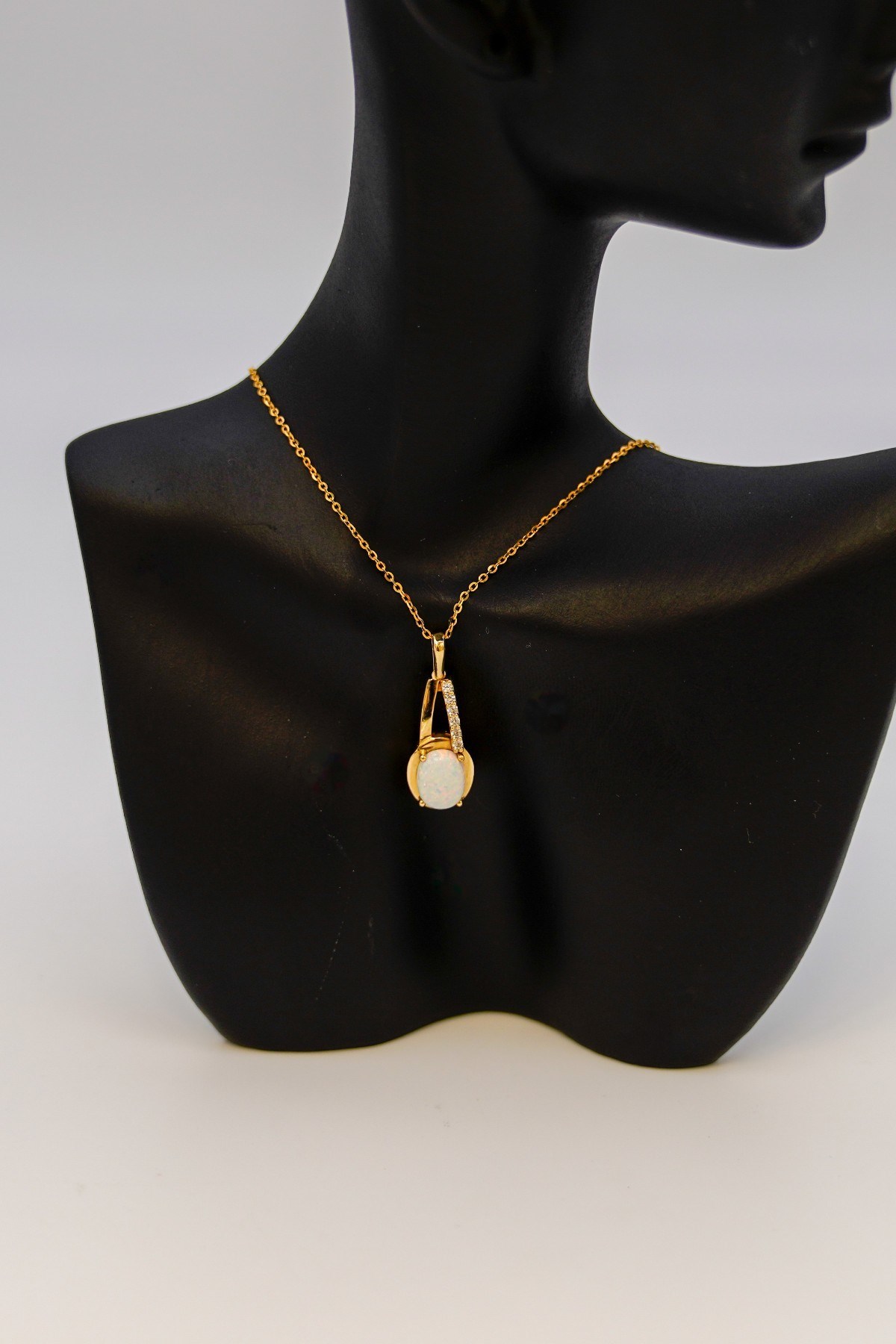 White Opal Stone Pendant 14 Carat