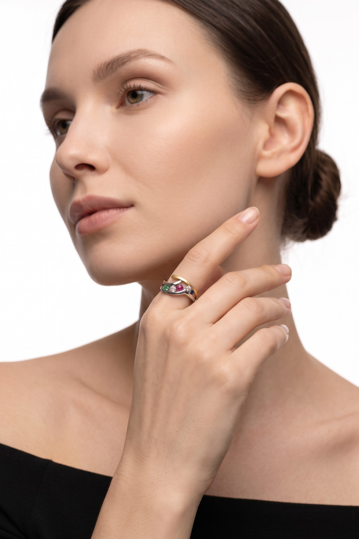 Emerald Ruby Sapphire Stone Diamond Ring 14 Carat