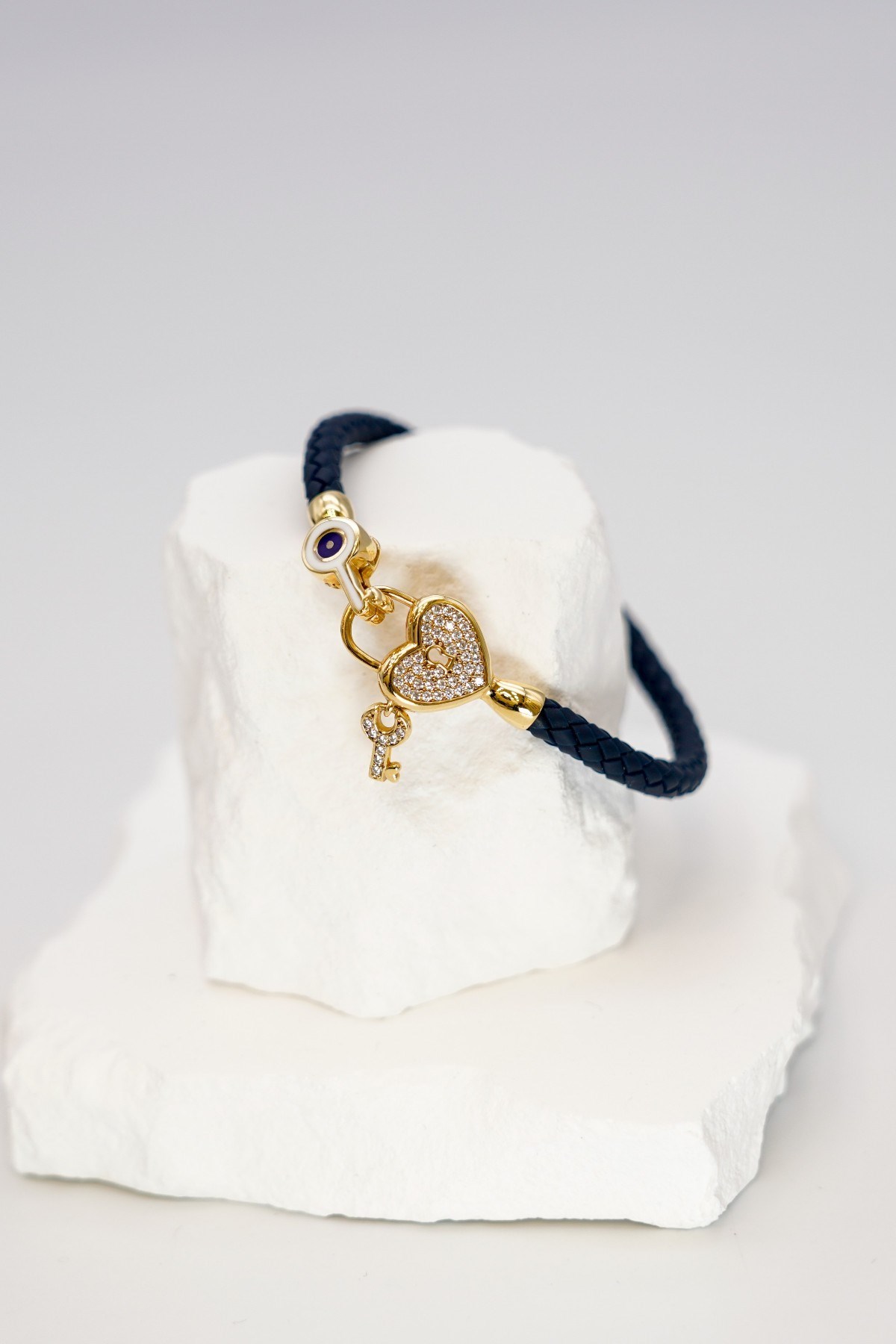 Tiffanyy-Gummiarmband mit Zirkonstein 14 Karat