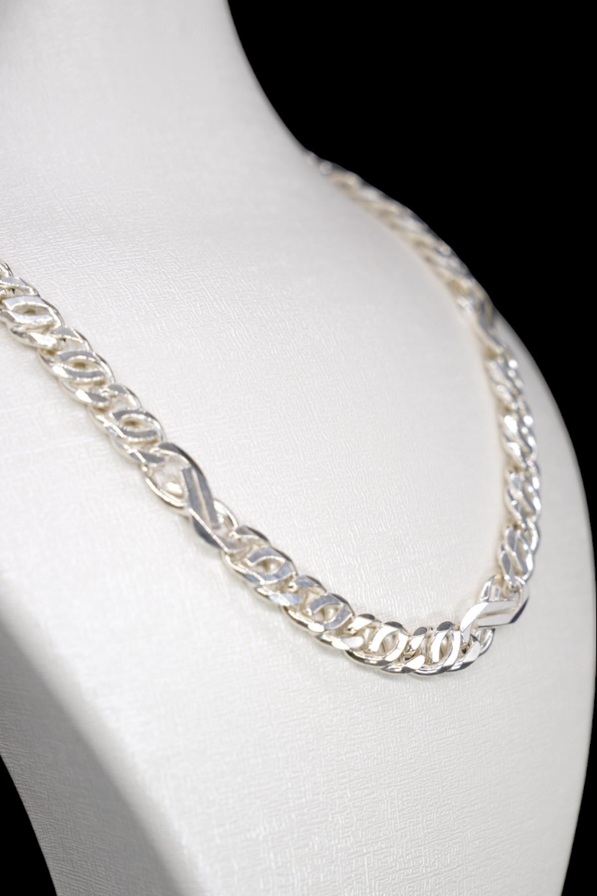 Gümüş Kaplan Gözü Zincir 925 Ayar