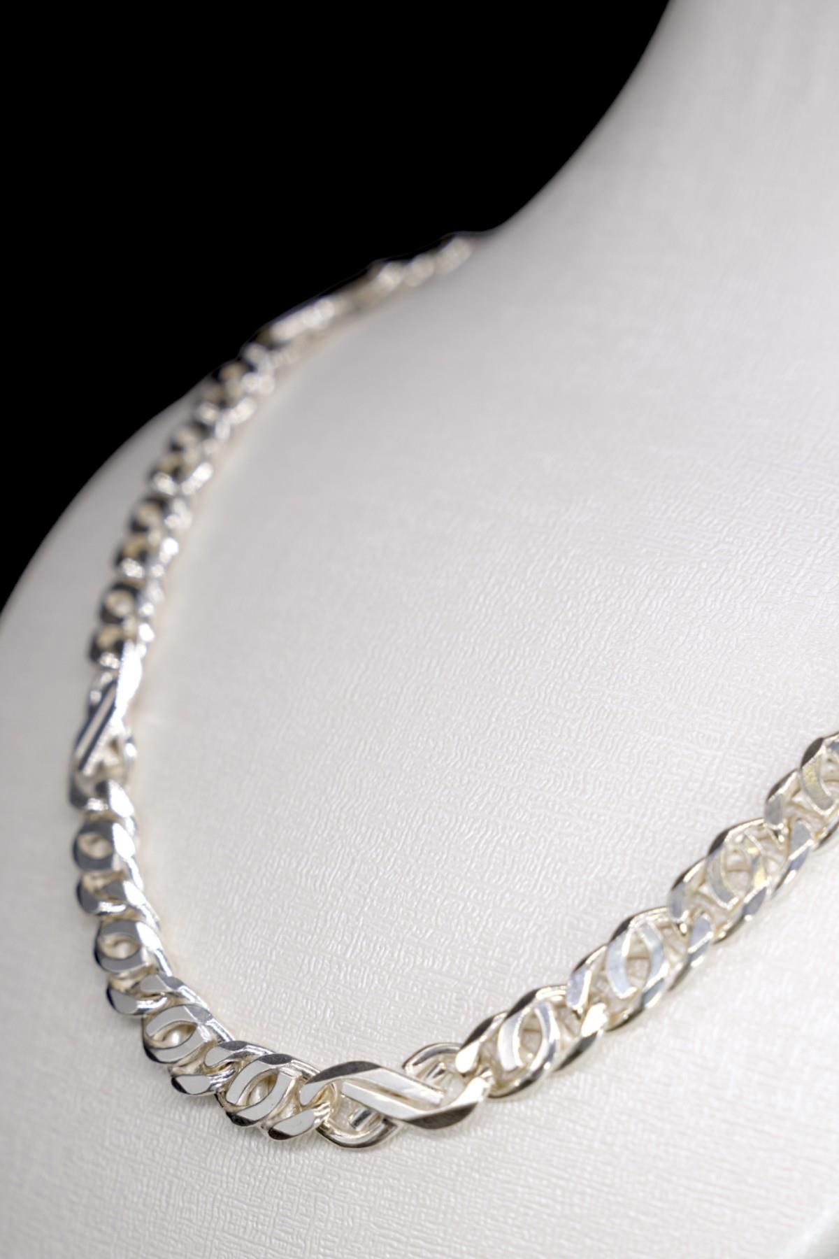 Gümüş Kaplan Gözü Zincir 925 Ayar