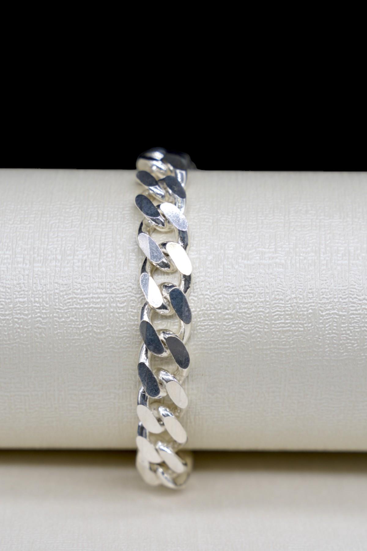 Gümüş Panzer Erkek Bileklik 925 Ayar