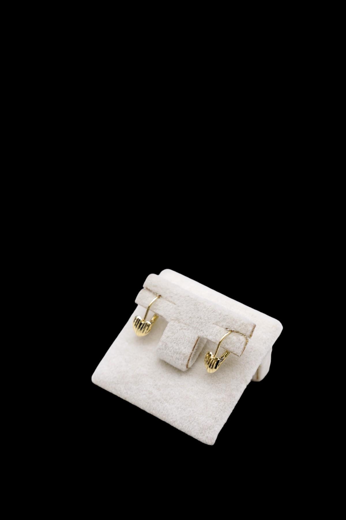 Kalp Figürlü Kalemli Küpe 14 Ayar