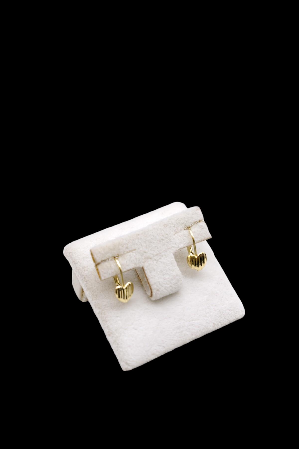 Kalp Figürlü Kalemli Küpe 14 Ayar