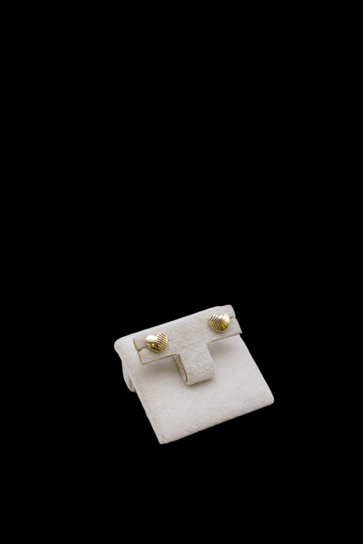 Kalp Figürlü kalemli Küpe 14 Ayar