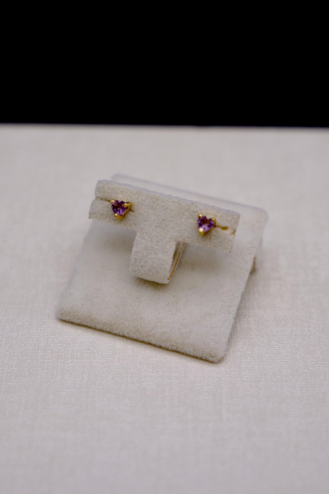 Kalp Figürlü Zirkon Taşlı Küpe 14 Ayar