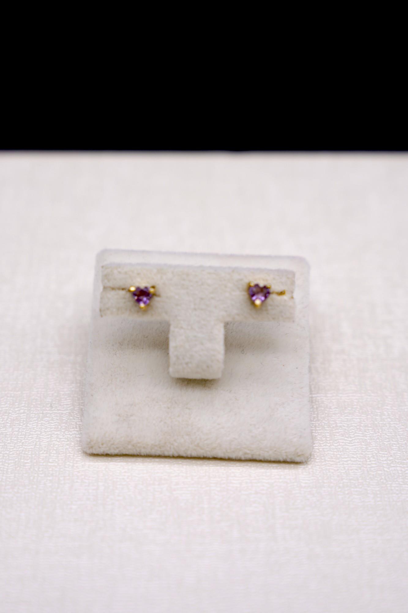 Kalp Figürlü Zirkon Taşlı Küpe 14 Ayar