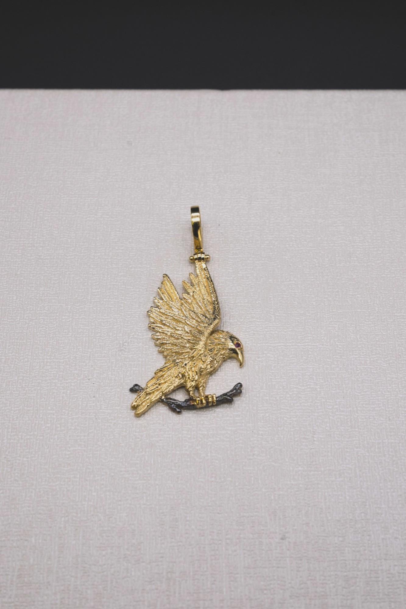 Kartal Figürlü Kolye Ucu 14 Ayar
