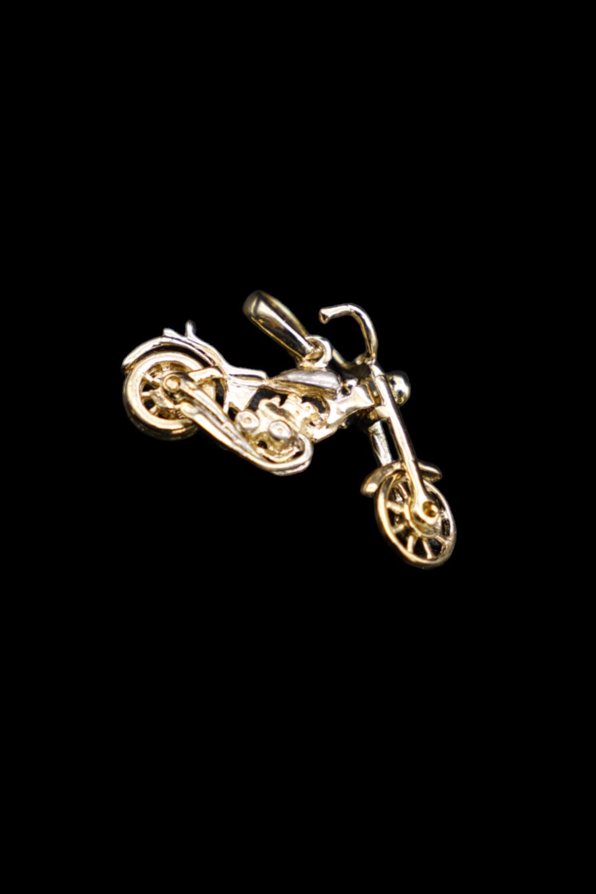 Motorsiklet Figürlü Kolye Ucu 14 Ayar