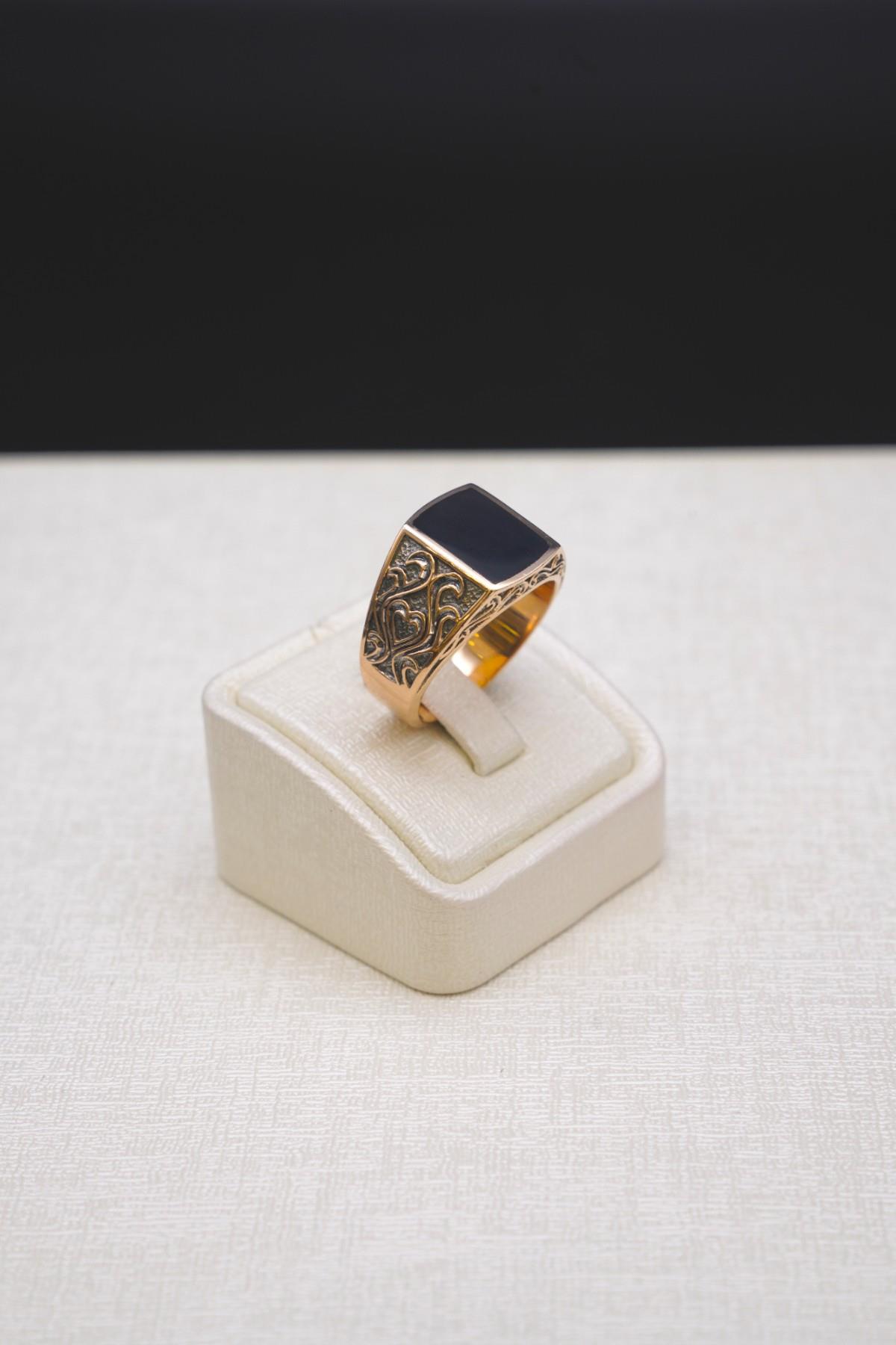 Oniks Taşlı Erkek Yüzük 14 Ayar