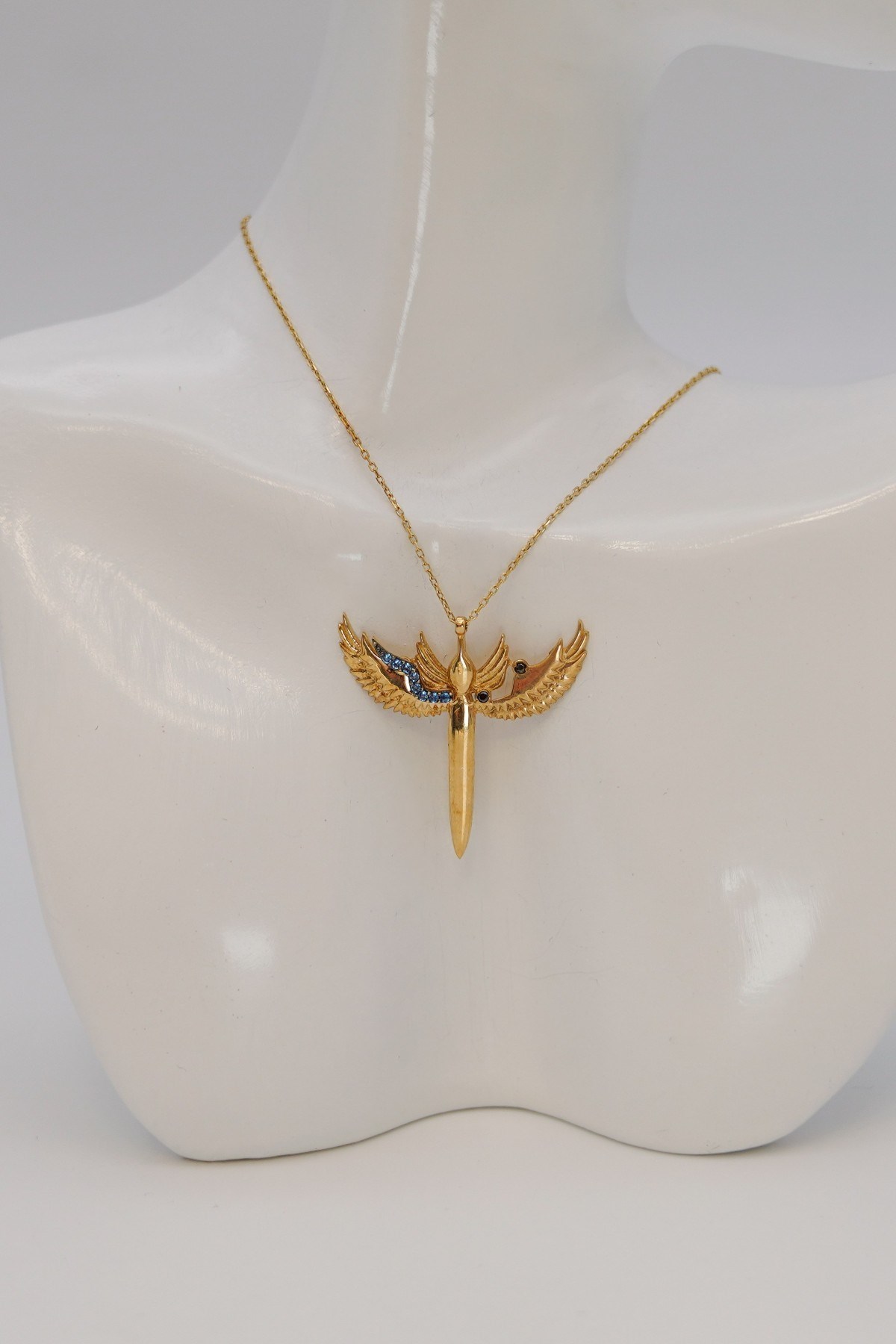 Angel Winged Sword Necklace 14 Carat